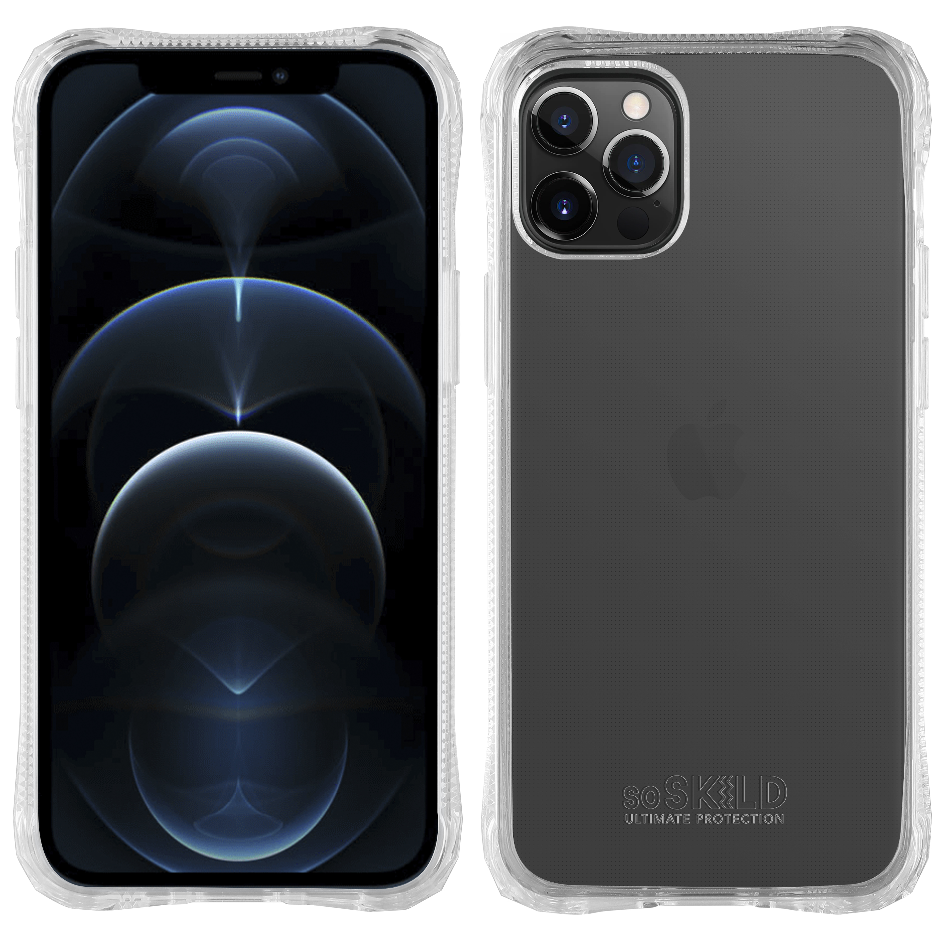 Custodia del telefono con interno nero e telefono dentro, con schermo blu.