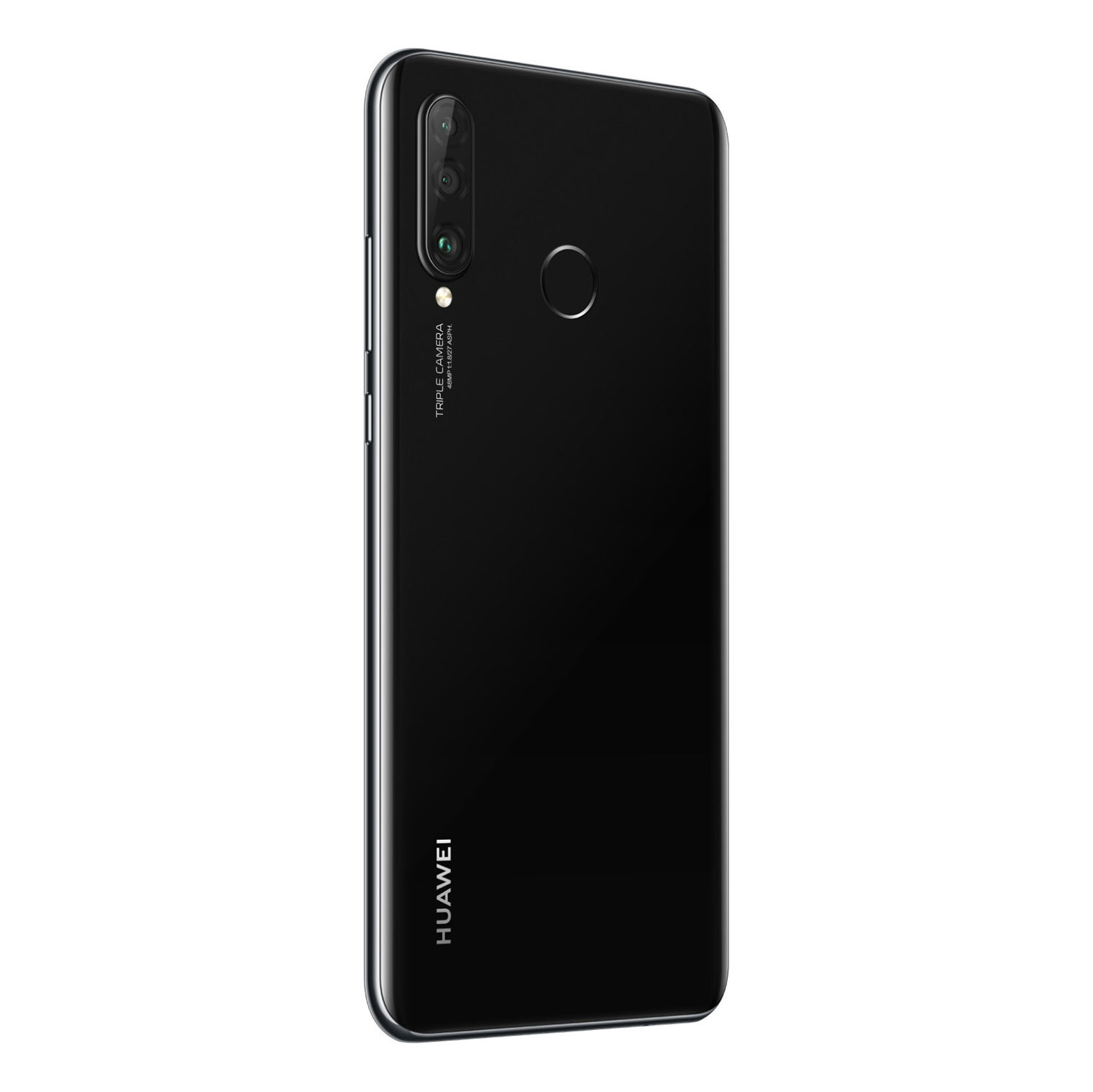 Czarny telefon z potrójnym aparatem. Widoczny tył telefonu.