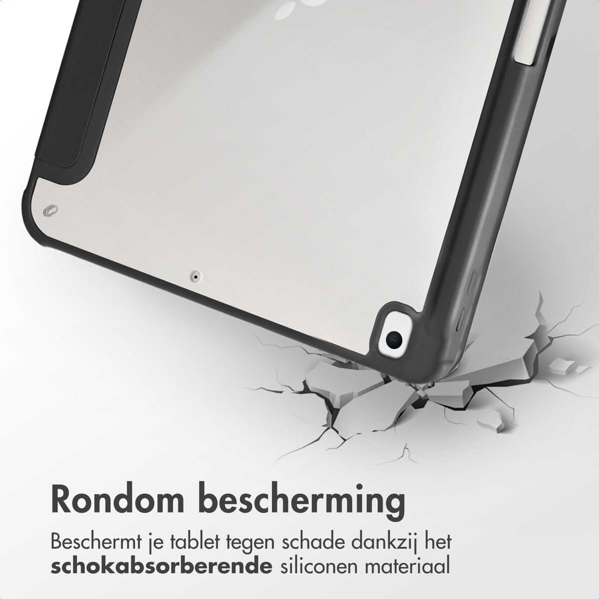 Étui de tablette avec protection contre les chocs. La tablette est protégée par du silicone.