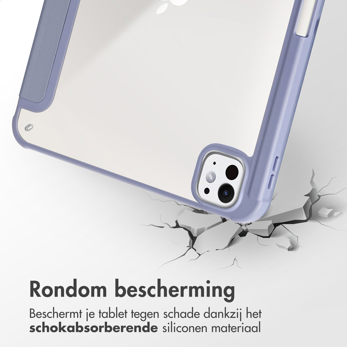 Tabletcase met impactbescherming. De tablet wordt beschermd met siliconen materiaal.
