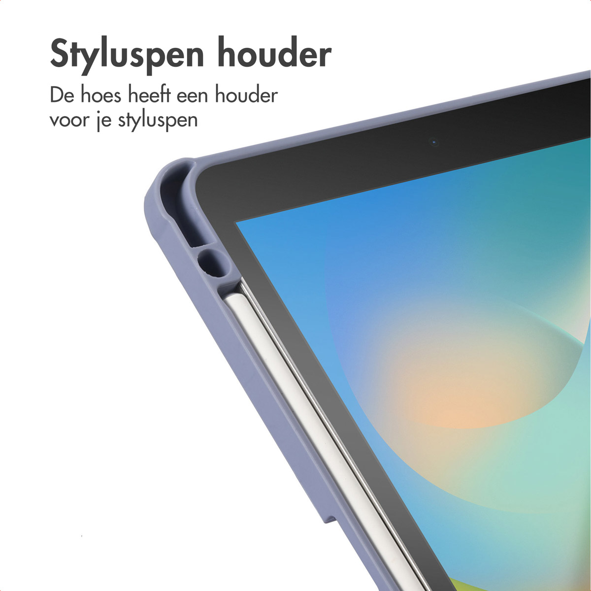 Gros plan sur un étui de tablette avec un support pour stylet.