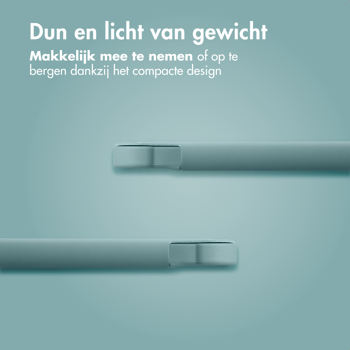 Two gray tubes on a light blue background, with text about design.