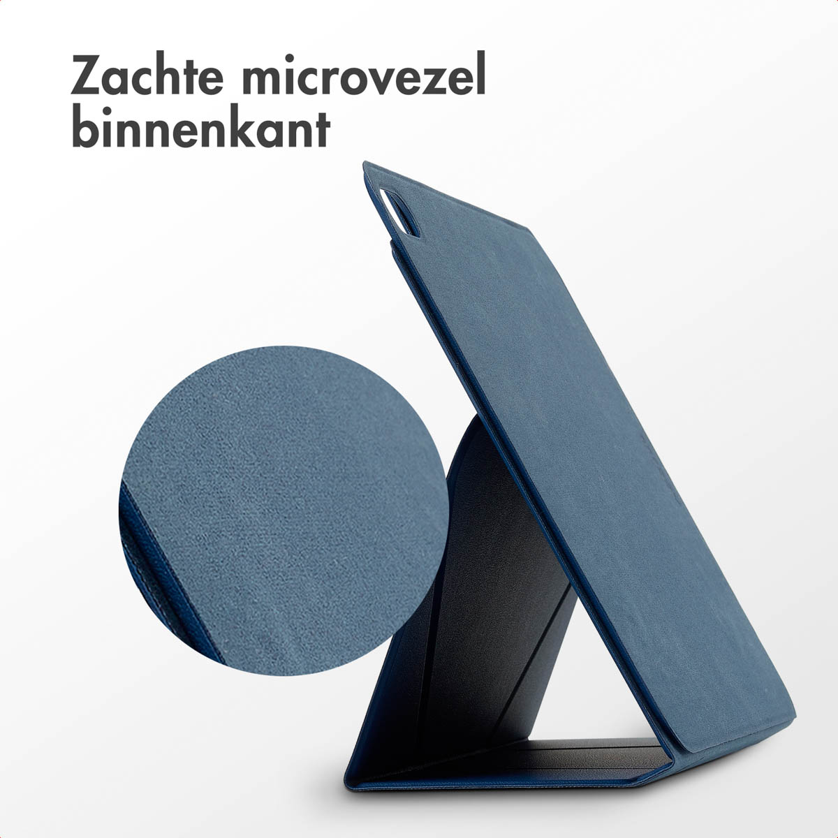 Blue case interior, with a detailed close-up. White background.