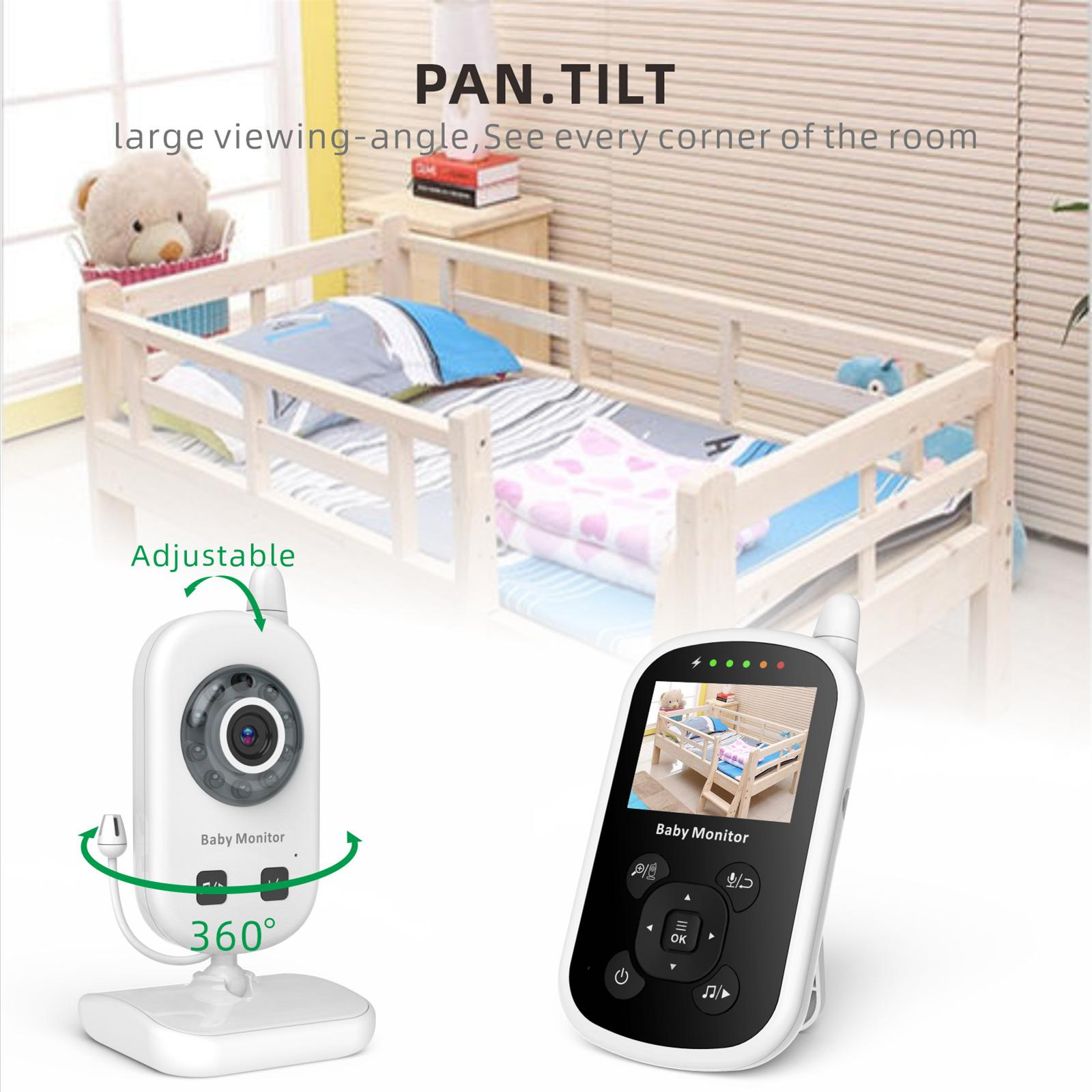 Ein Babyphone mit der Kamera und dem Display, das ein Babybett zeigt.