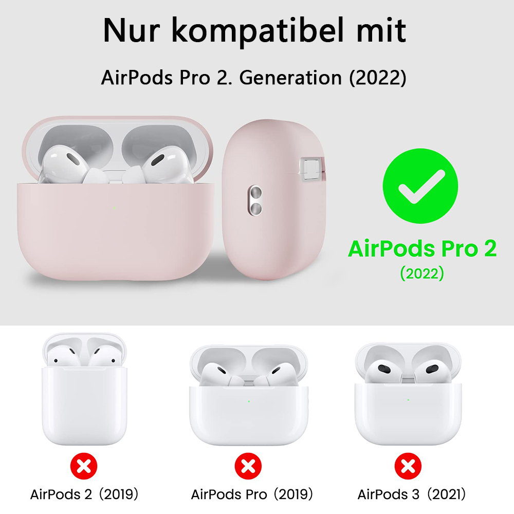 Vergleichsbild von AirPods Pro 2 (2022) mit anderen. Nur AirPods Pro 2 (2022) sind kompatibel.