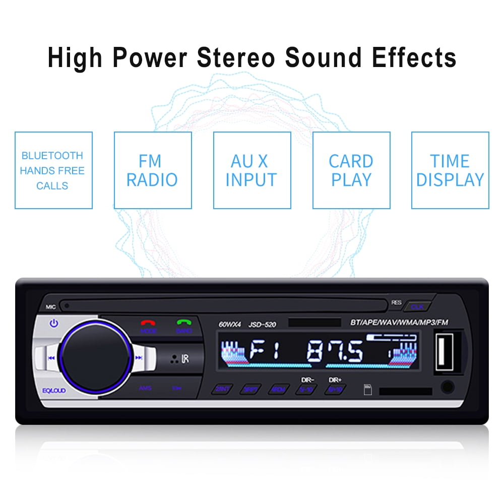 Autoradio mit verschiedenen Funktionstasten. Zeigt UKW-Radiofrequenz an. Das Design ist schwarz und schlank.
