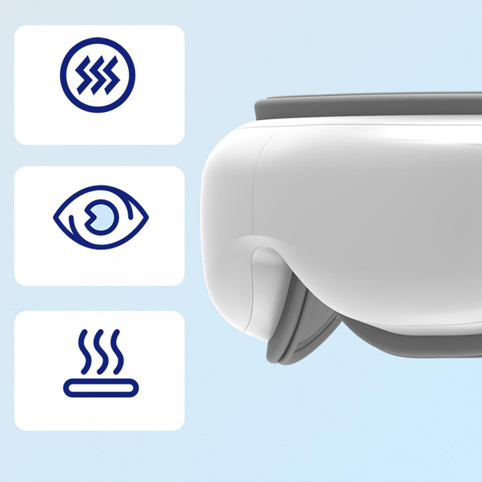 Weißes Gerät mit Symbolen: Wellen, Auge und Dampf. Das Gerät hat ein geschwungenes Design und einen grauen Rand.