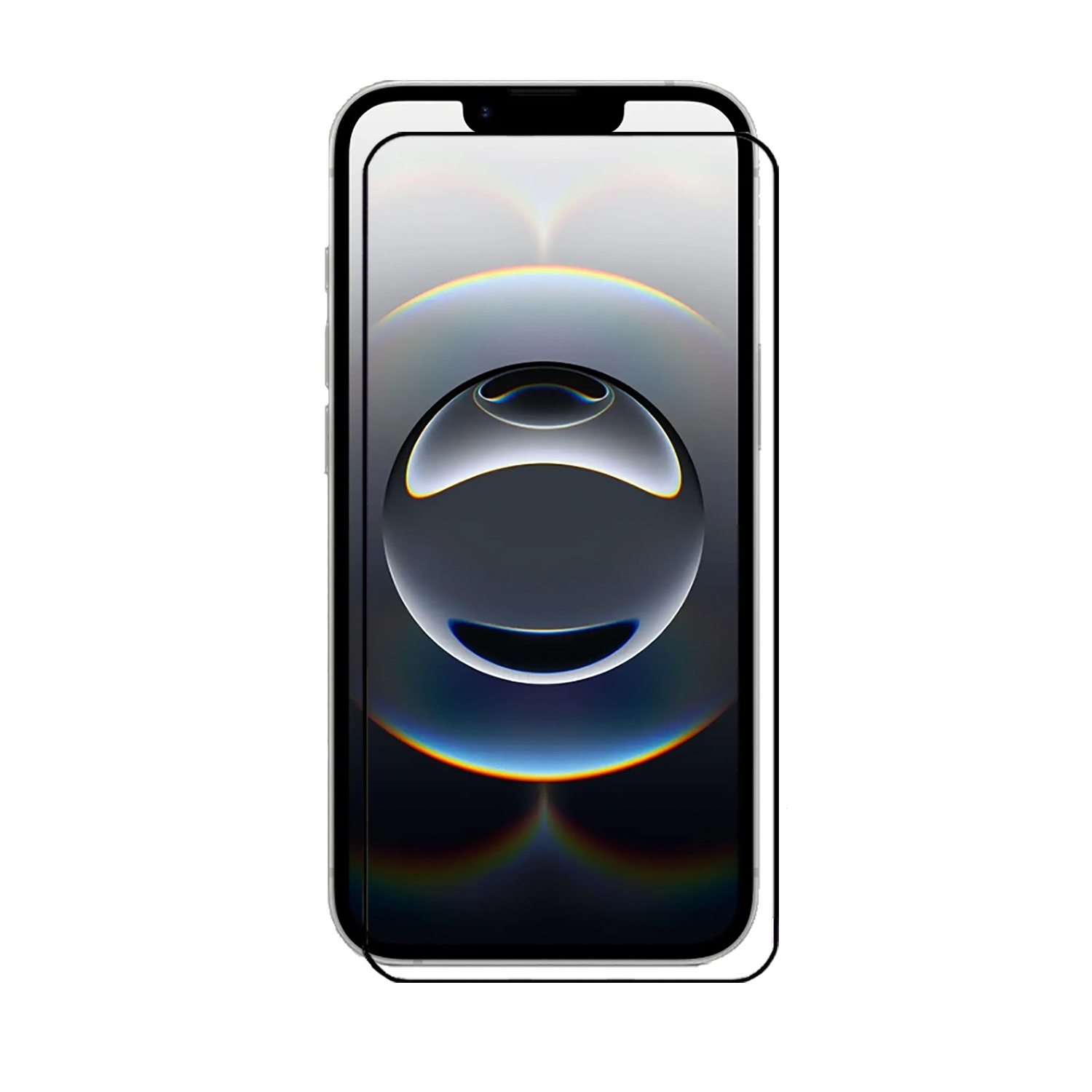 Close-up van een telefoonscherm met een beschermglas.