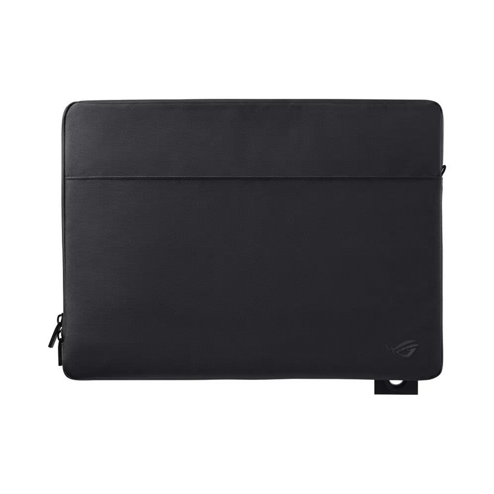 Custodia nera per laptop con cerniera e logo ROG.