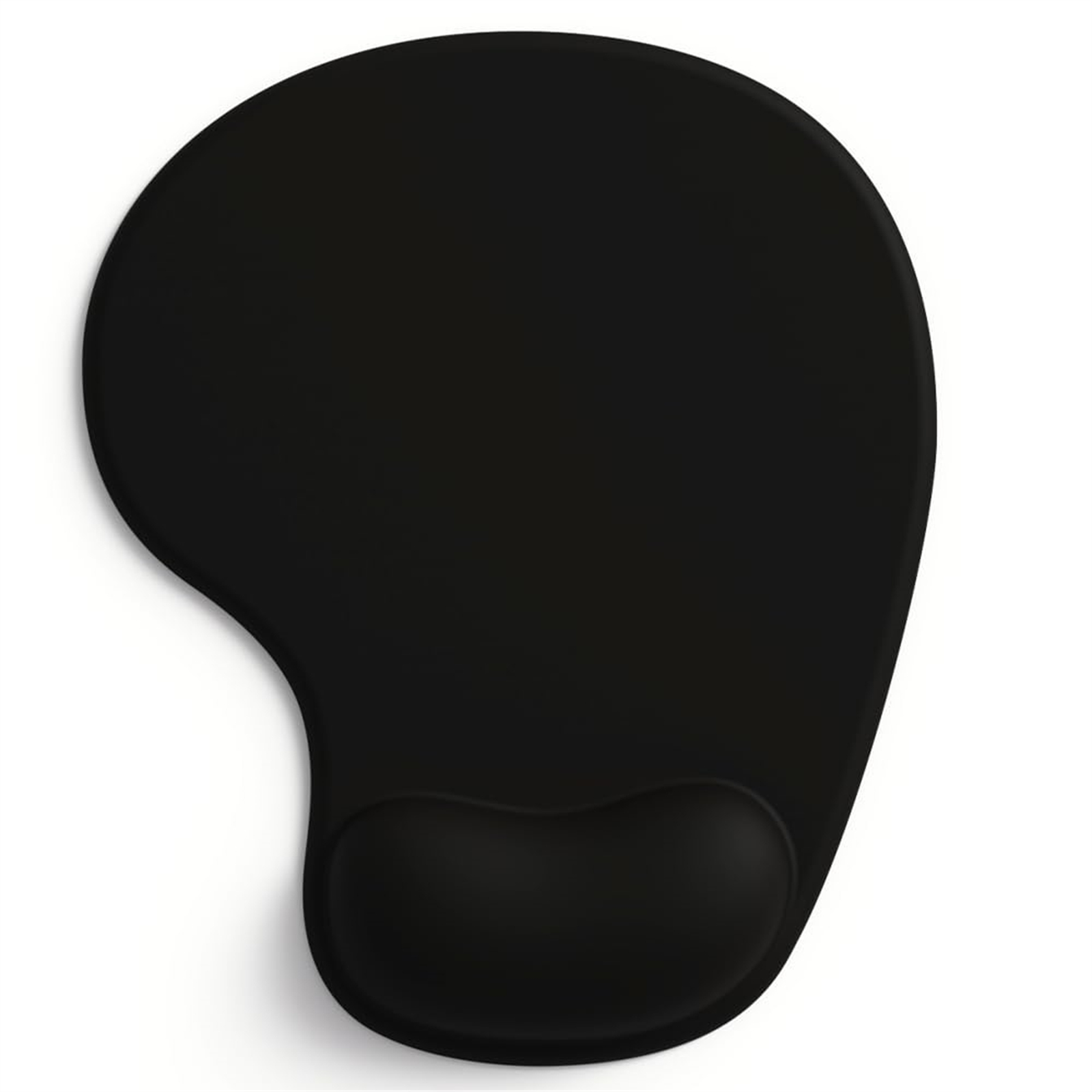 Schwarzes Mauspads mit gebogener Handgelenkauflage. Es ist ein ergonomisches Design.