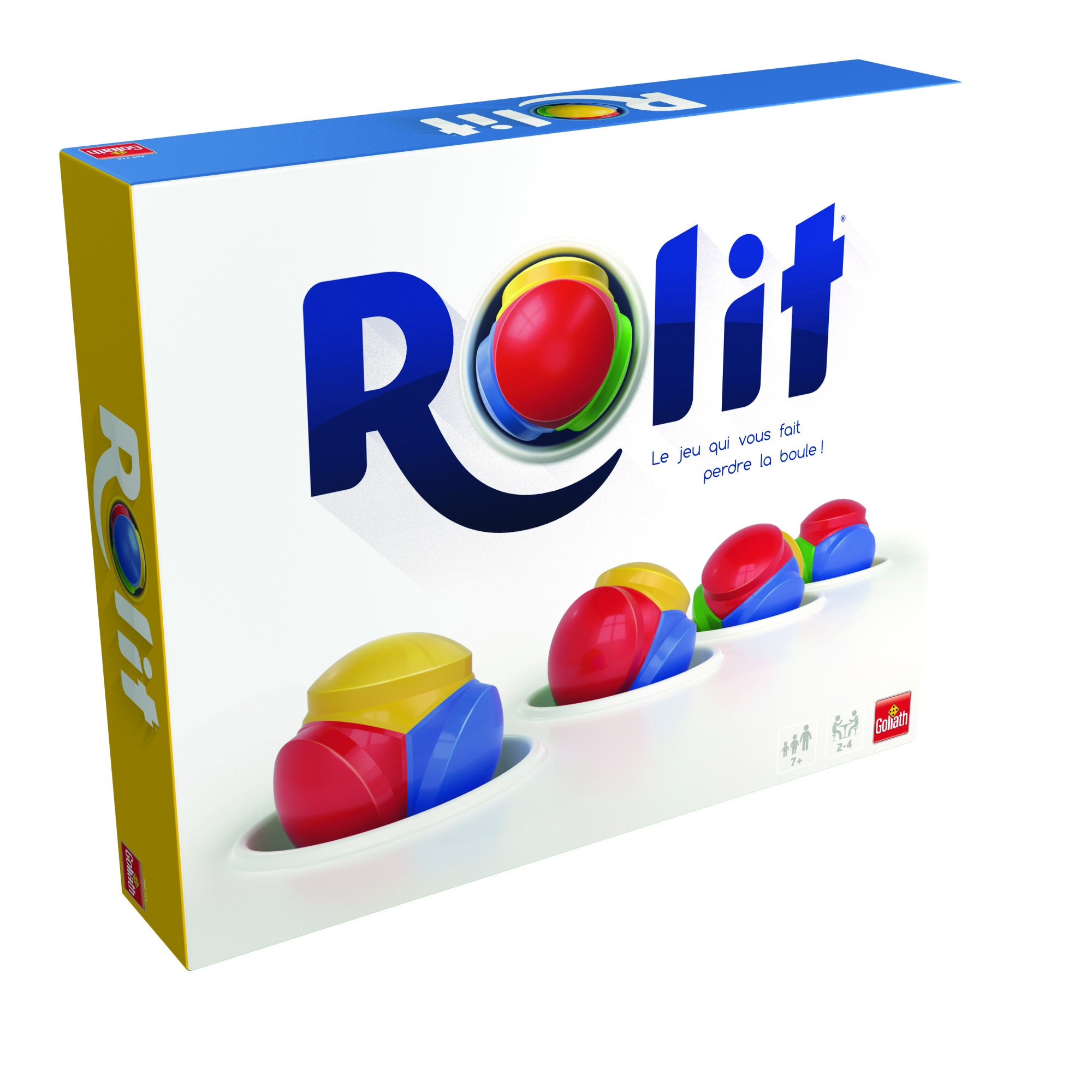Doos met spel "Rolit" en kleurrijke ballen.