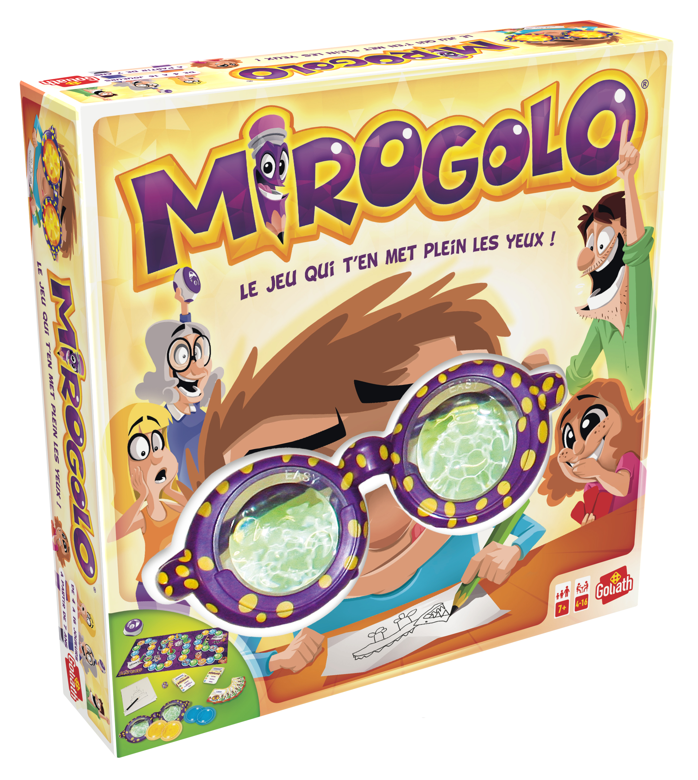 Het bordspel Mi-Rogolo, met een kleurrijke doos met illustraties en de spelnaam.