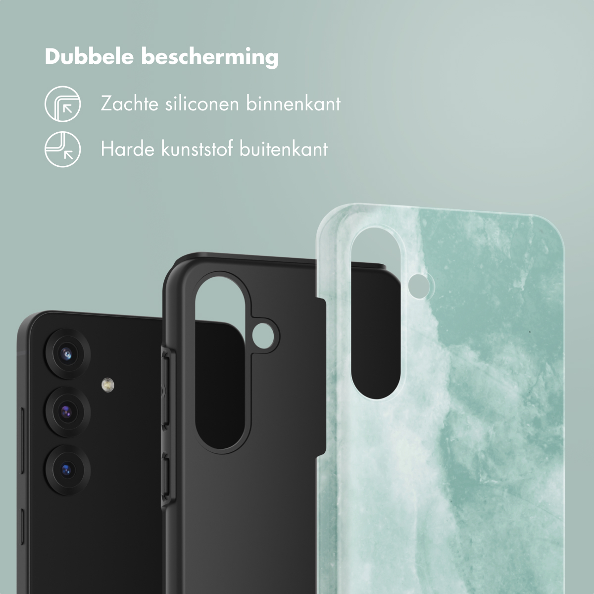 Coques de téléphone, téléphone et étui avec un design marbré.