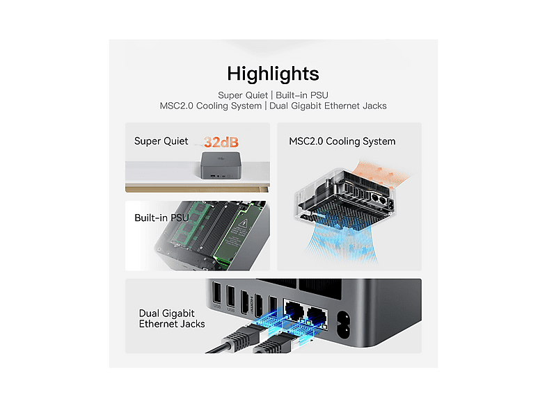 Mini PC | Beelink EQR5 Mini PC 5650U, Ryzen™ 5 Pro 5650U tot 4.2