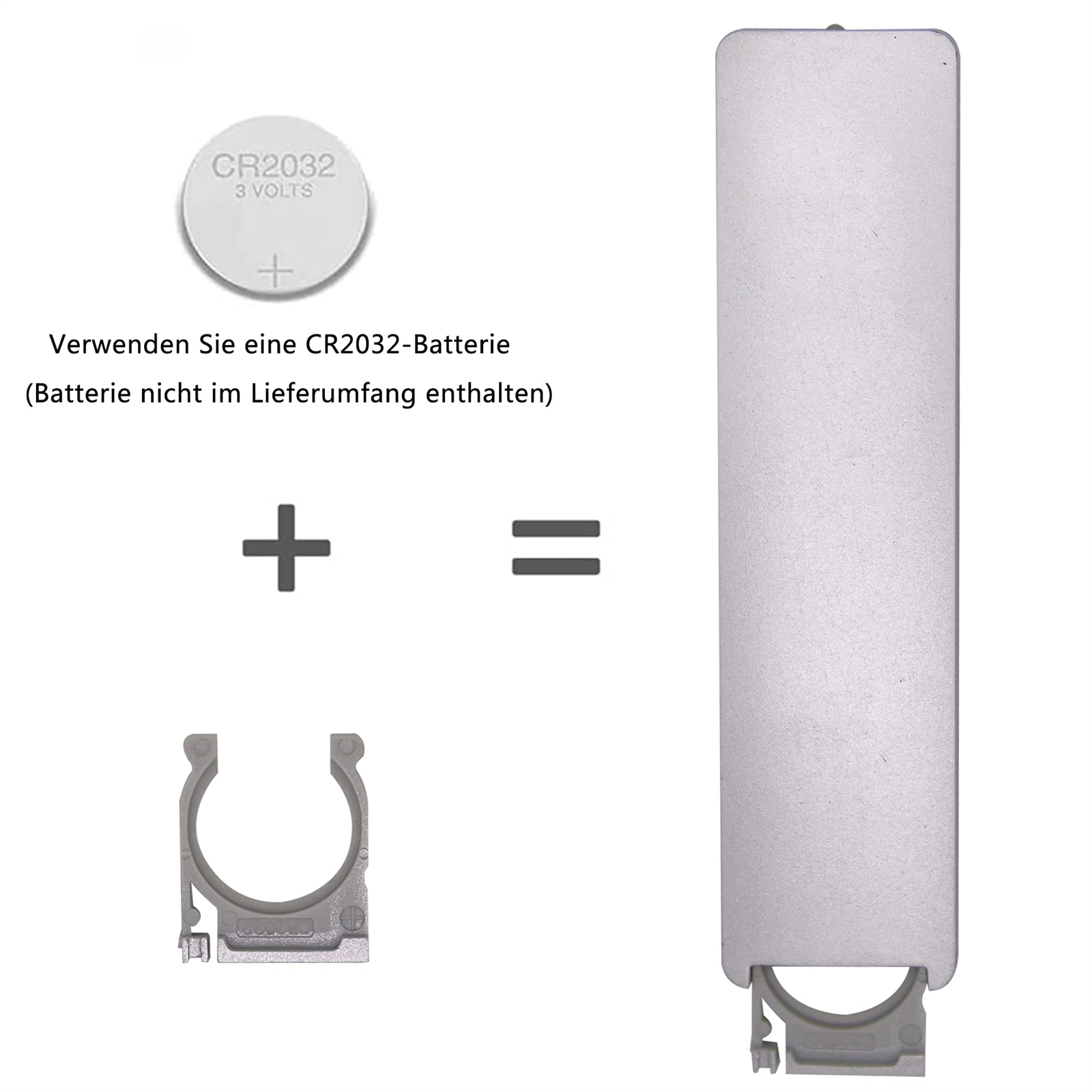 Batterien und Teile für eine Fernbedienung. Anweisungen zur Installation der Batterie sind vorhanden.