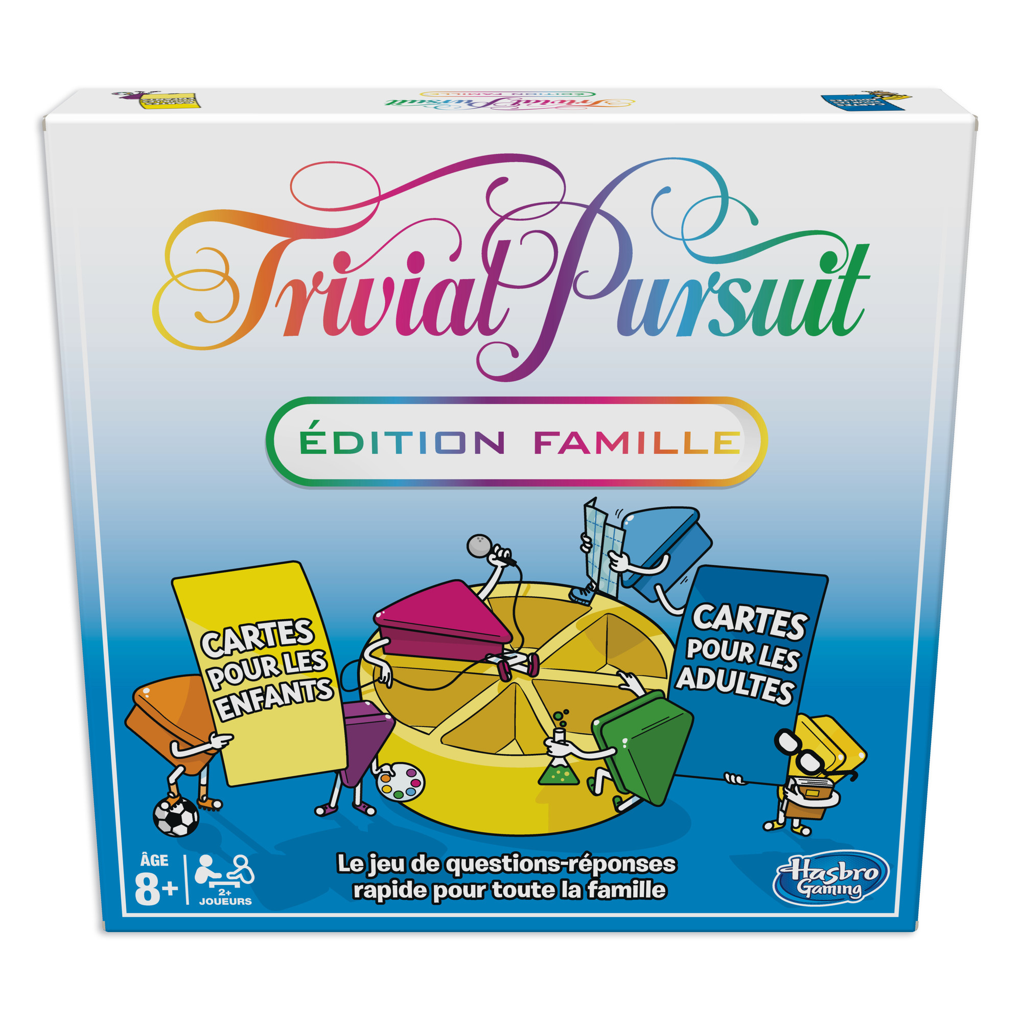 Pudełko Trivial Pursuit z kolorowym wzorem.