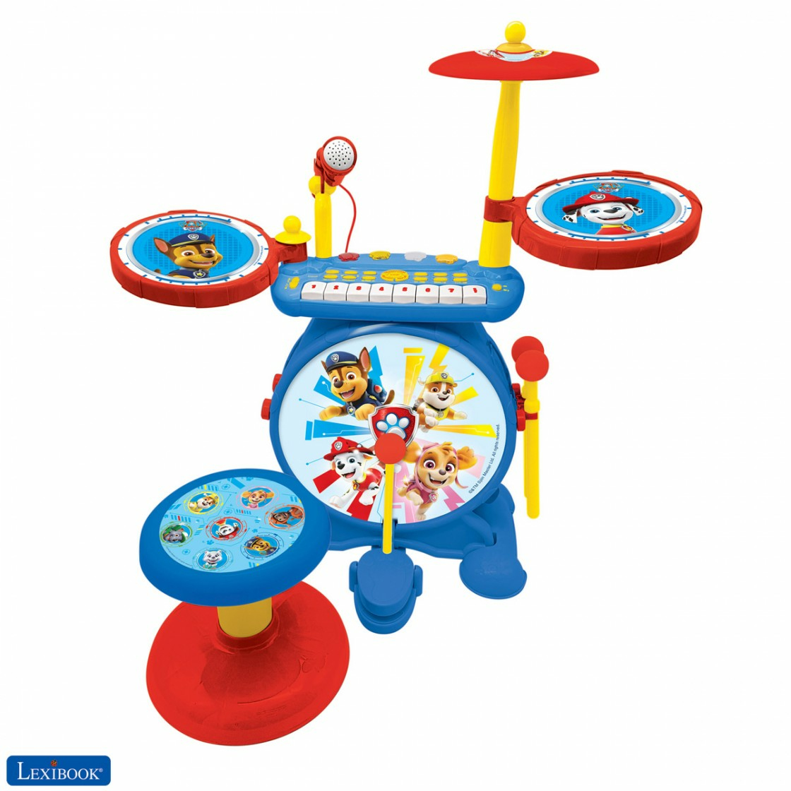 Zabawka muzyczna Paw Patrol. Zestaw perkusyjny z bębnem, klawiaturą i postaciami z Paw Patrol.