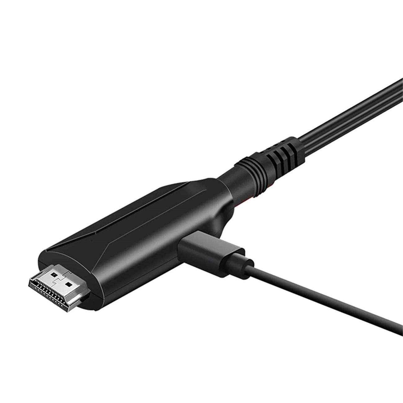 Schwarzes HDMI-Kabel mit Micro-USB-Anschluss.