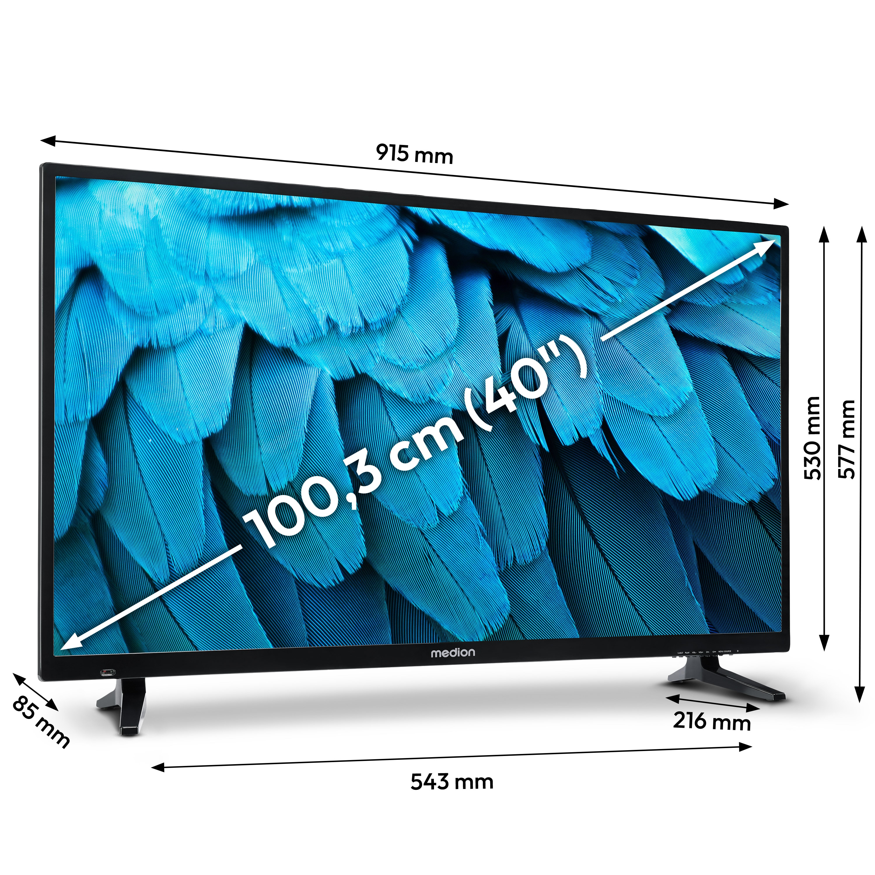 Energielabel für einen Fernseher, das die Energieeffizienzklasse E und den Energieverbrauch in kWh/1000h zeigt.