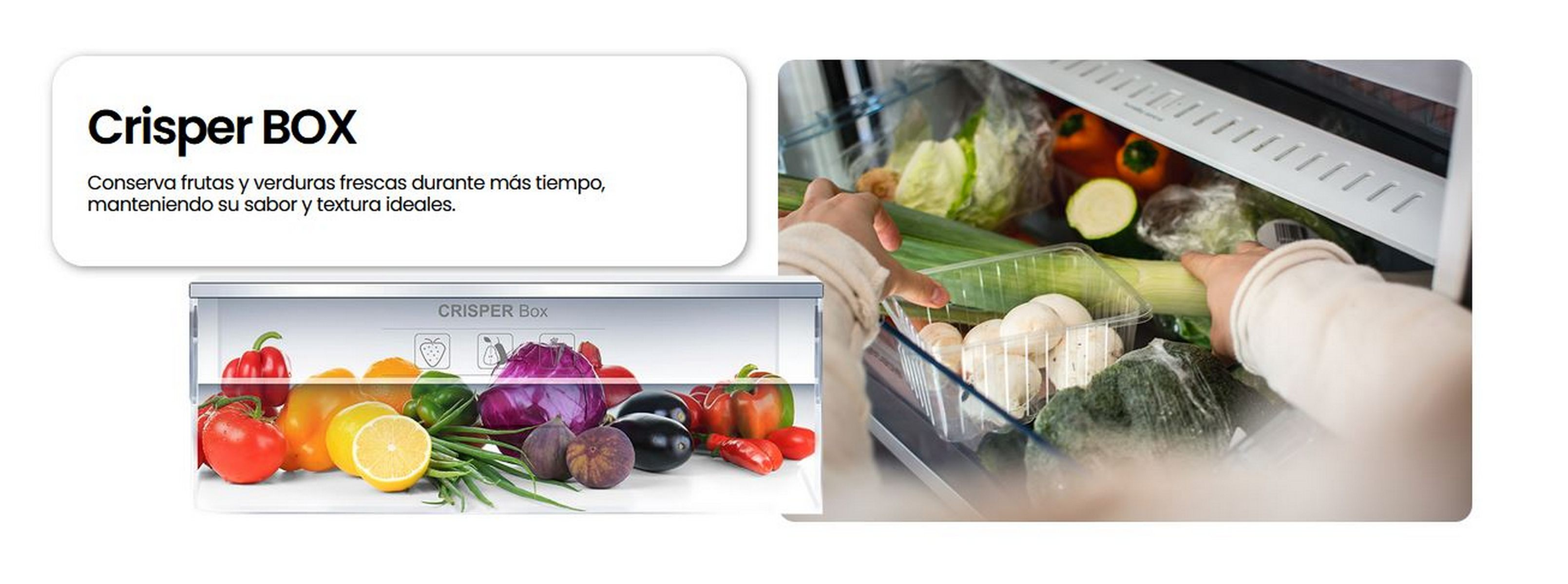 Verduras en el cajón de verduras del refrigerador.