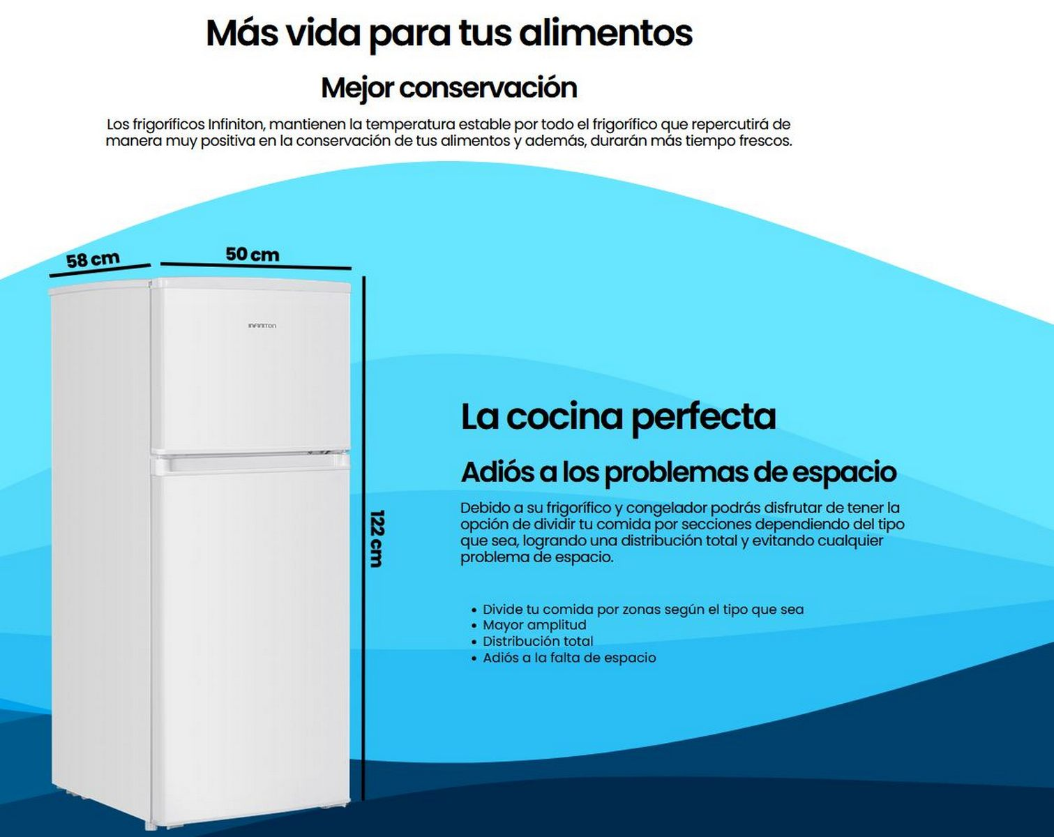 Interior del frigorífico con panel de control. Un panel mecánico regula la temperatura.