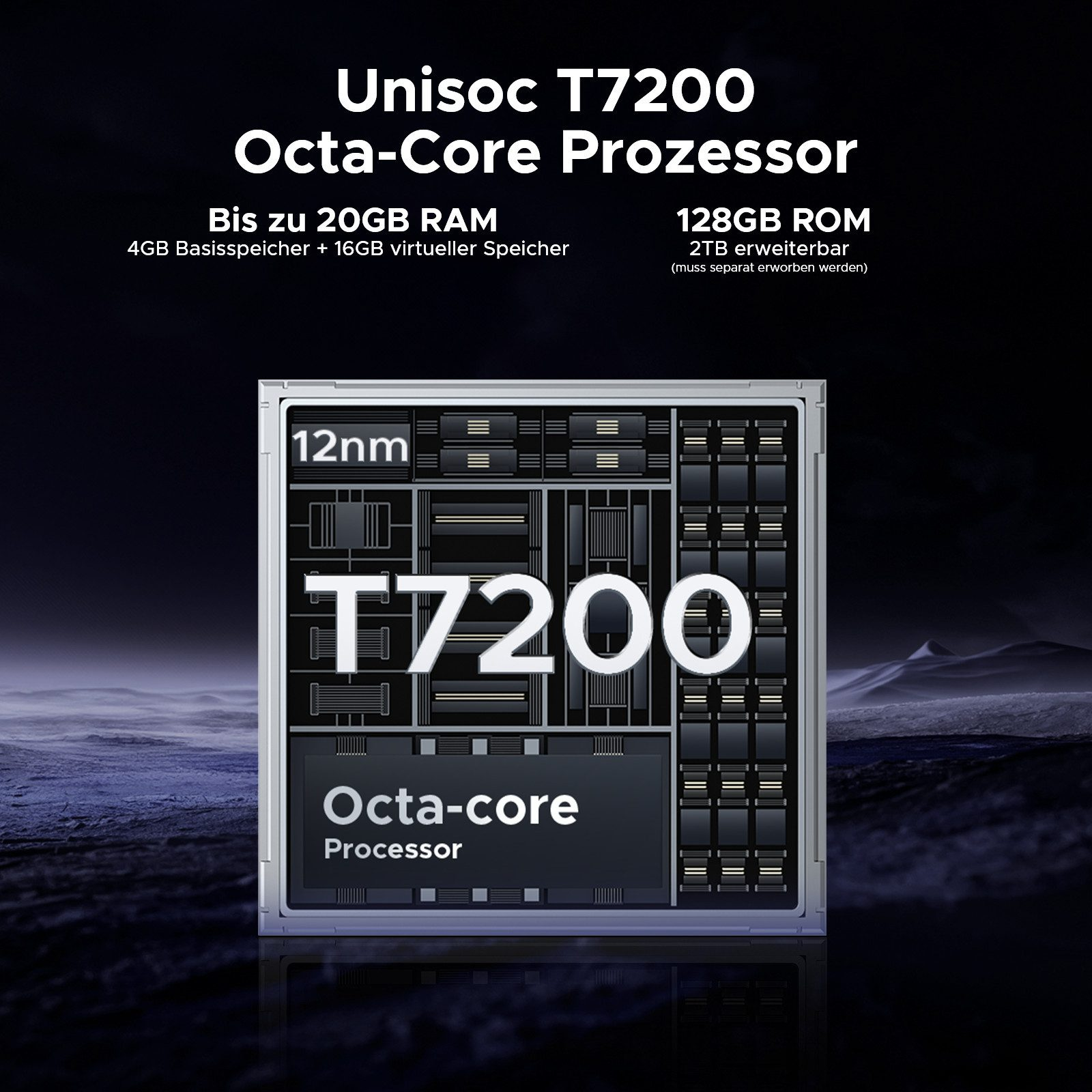 Grafik, die einen Prozessor mit dem Namen T7200 und seine Spezifikationen zeigt.