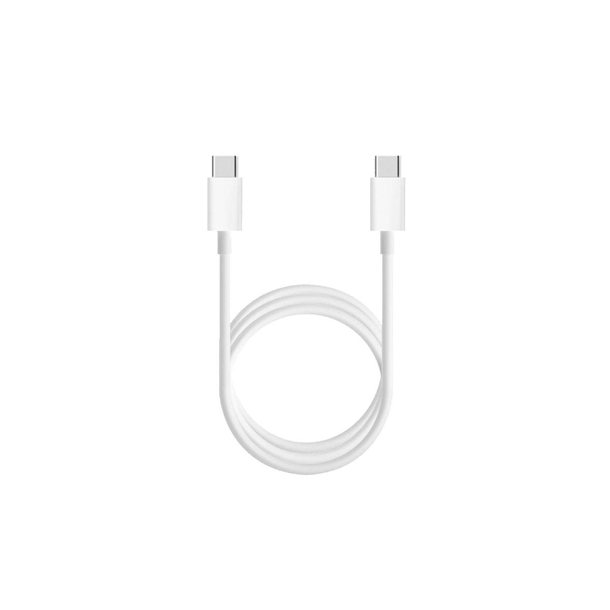 Weißes USB-C-Kabel. Beide Enden haben USB-C-Anschlüsse.
