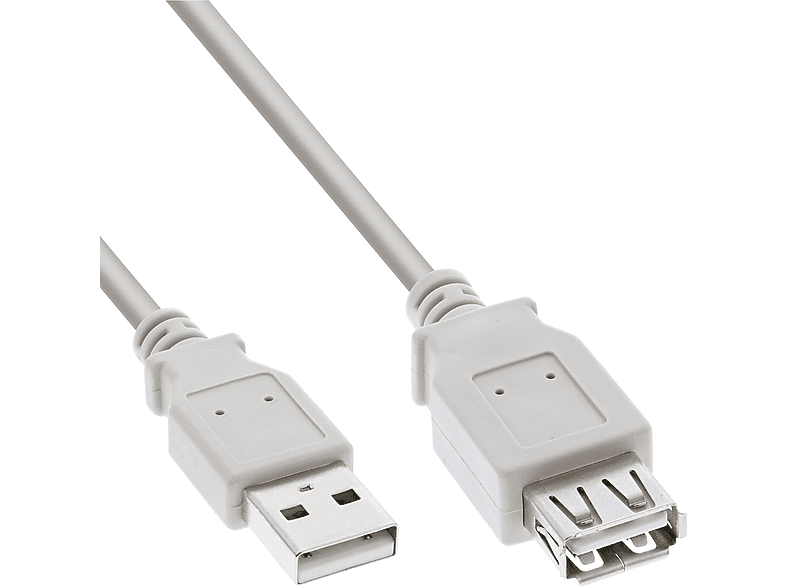 INLINE InLine® USB 2.0 Verlängerung, Stecker / Buchse, Typ A, beige, 1 ...