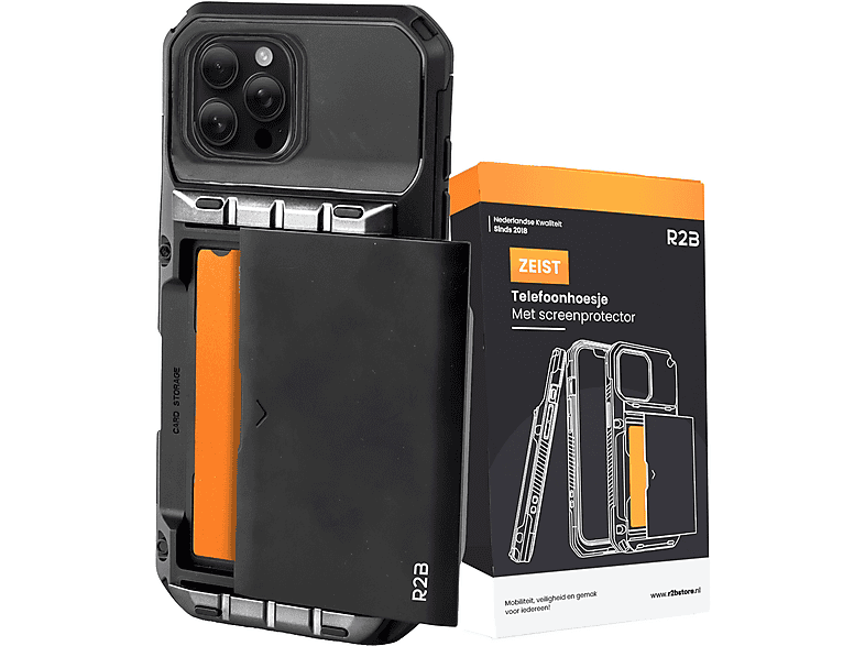 R2B Hoesje met pasjeshouder geschikt voor iPhone 16 ProMax GSM hoesje