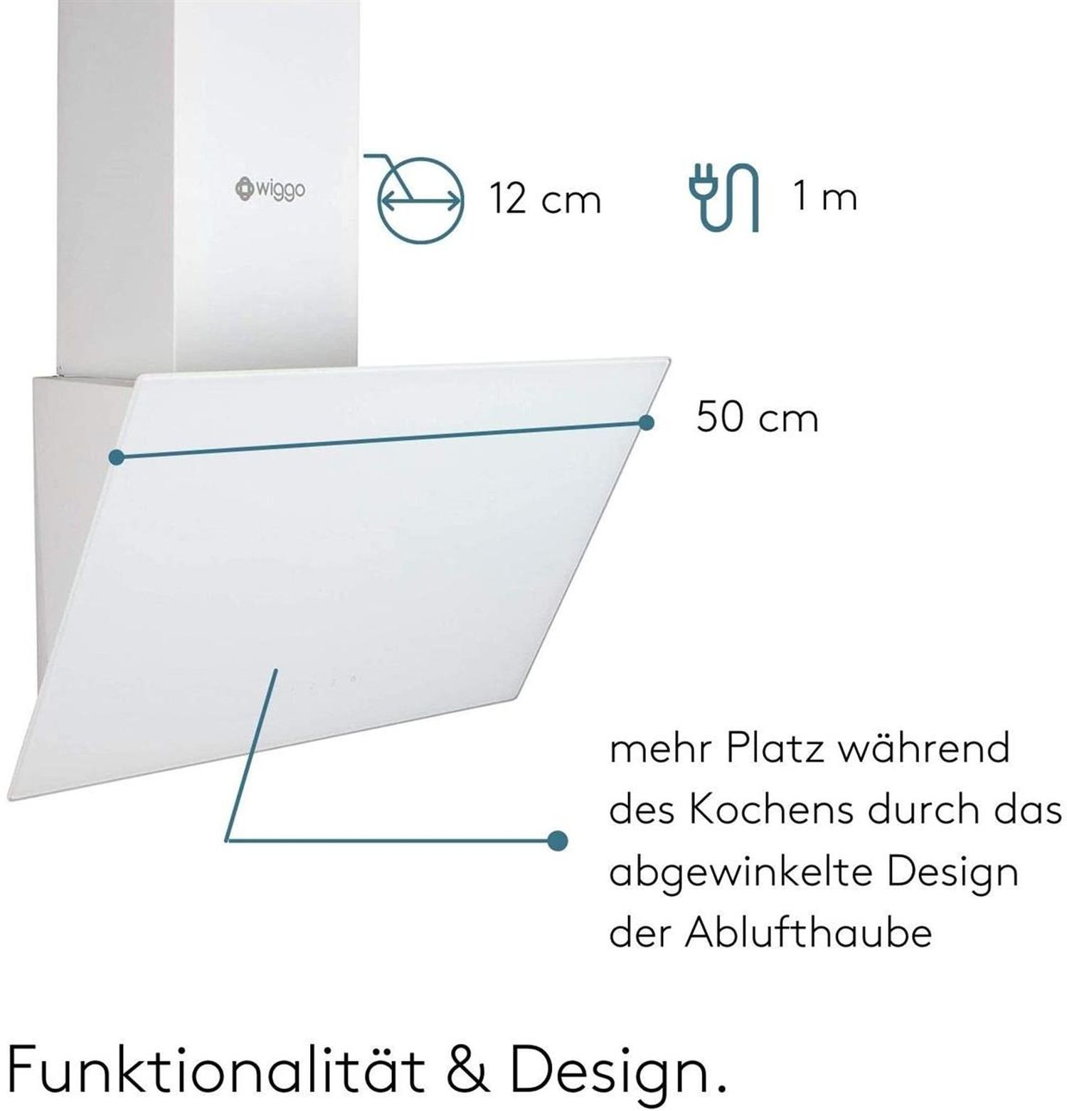 Hotte de cuisine blanche avec dimensions et texte.