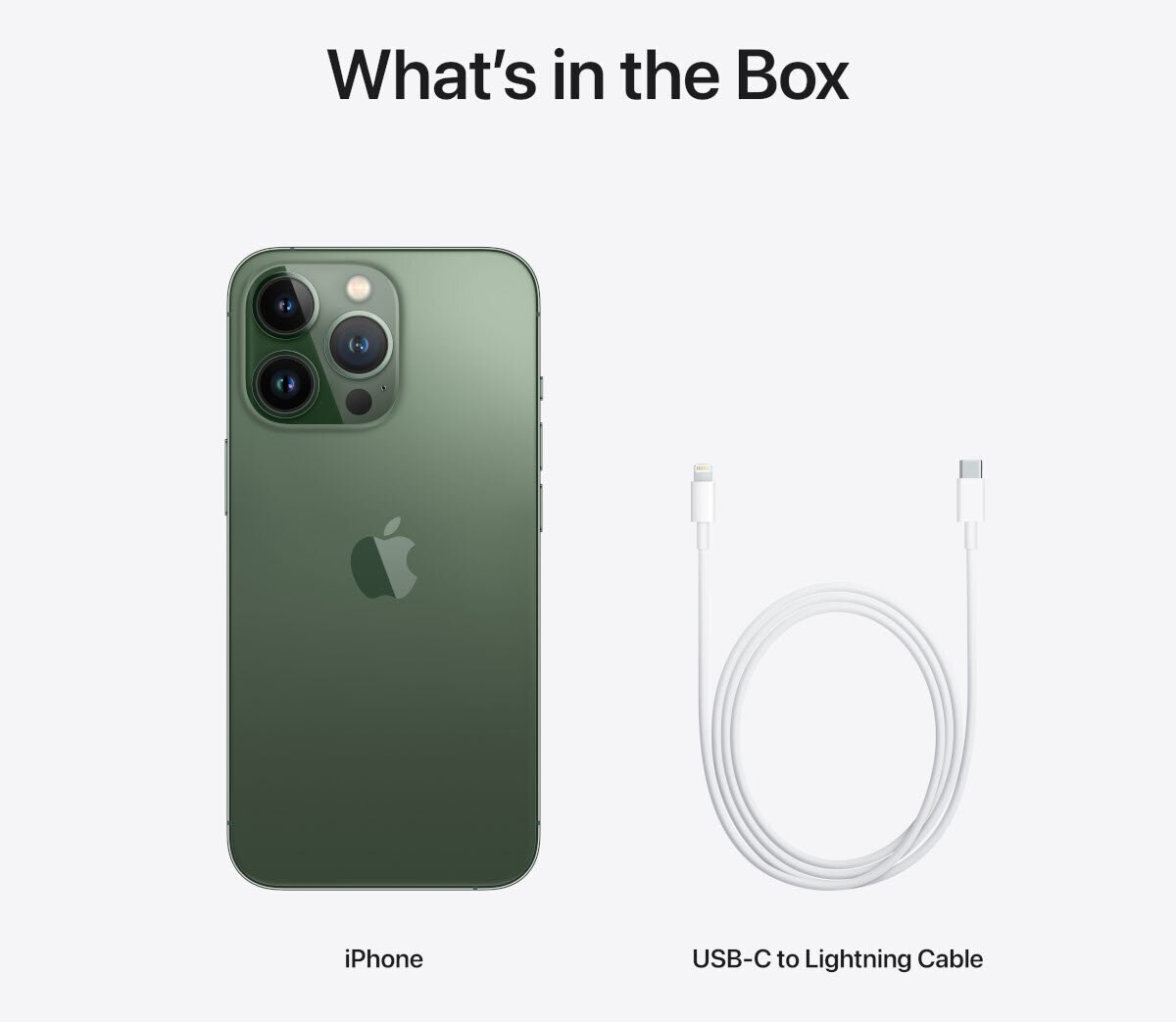 Zielony iPhone 15 Pro, widok z tyłu, z białym kablem USB-C do Lightning. Telefon ma logo Apple.