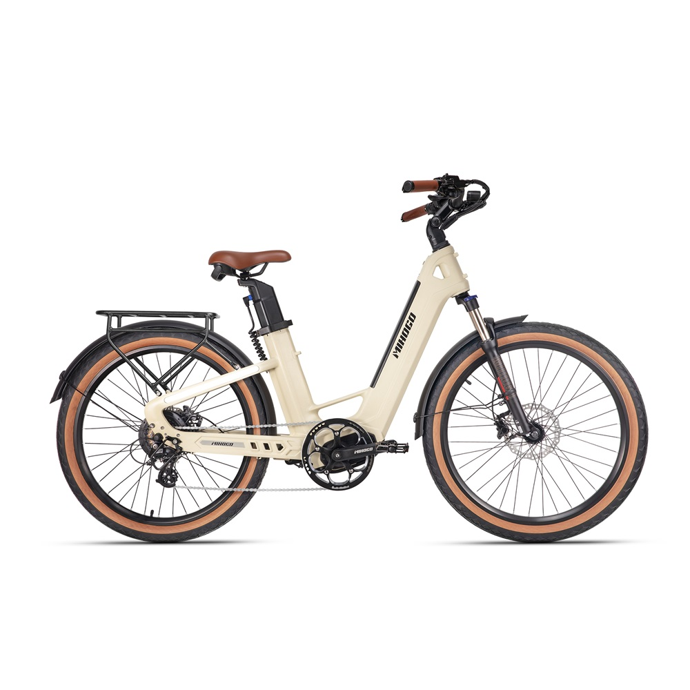 Ein E-Bike von der Seite betrachtet, das sein Design, seine Merkmale und seine Gesamtstruktur zeigt.