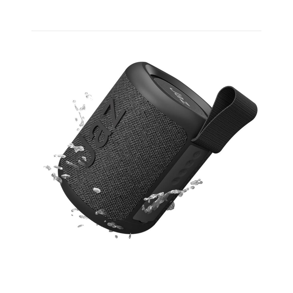 Altoparlante portatile nero con acqua che schizza intorno, a suggerire resistenza all'acqua.