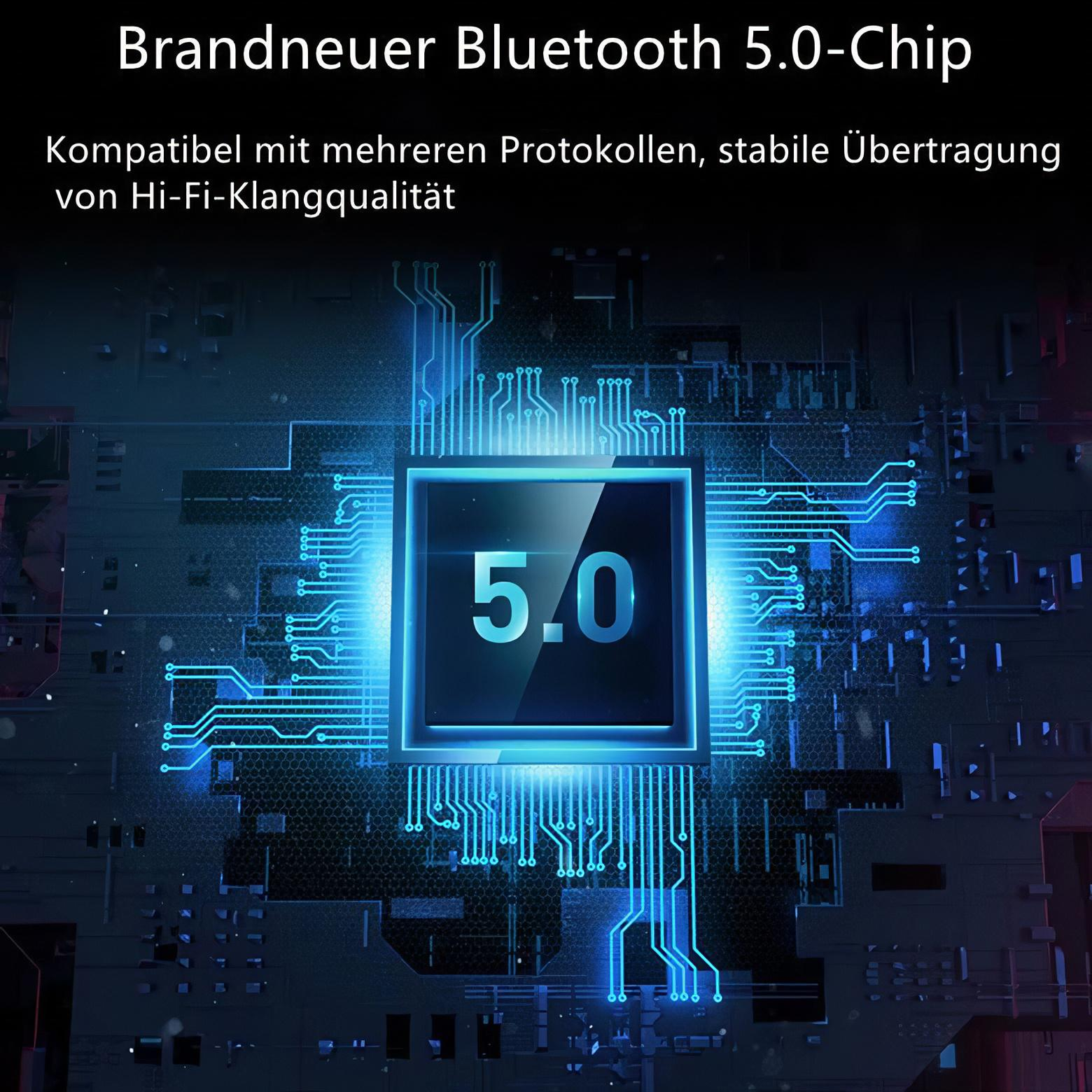 Blaue Leiterplatte mit dem Text "5.0". Informationen über einen Bluetooth 5.0 Chip.