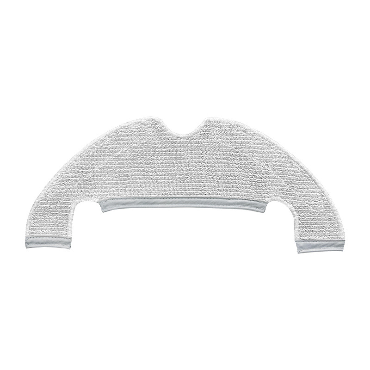 Panno per mocio bianco per la pulizia dei pavimenti. Forma ad arco con un'area rettangolare.