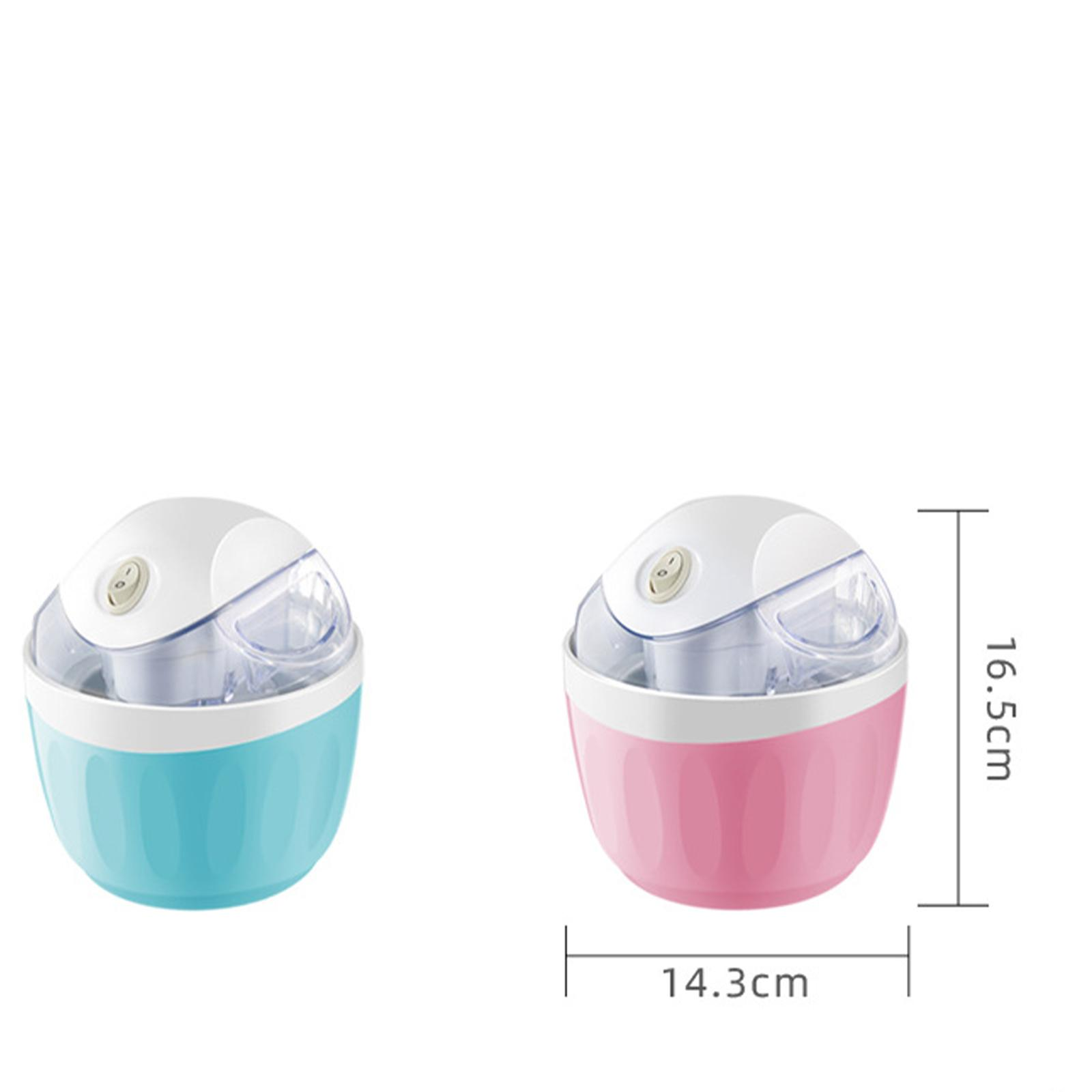 Zwei Eismaschinen, eine blaue, eine rosa, mit Abmessungen von 16,5 cm hoch und 14,3 cm breit.