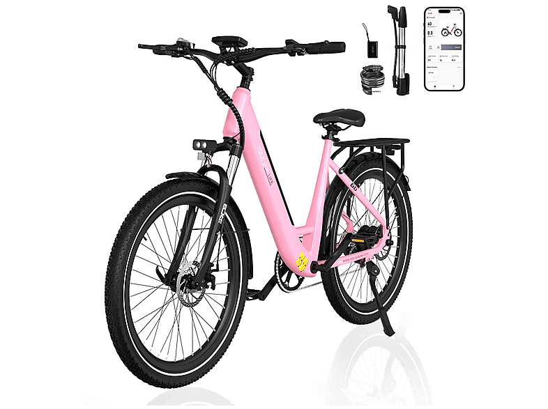 RCB G6 Citybike (Laufradgröße: 27,5 Zoll, Unisex-Rad, 374.4Wh, Rosa)