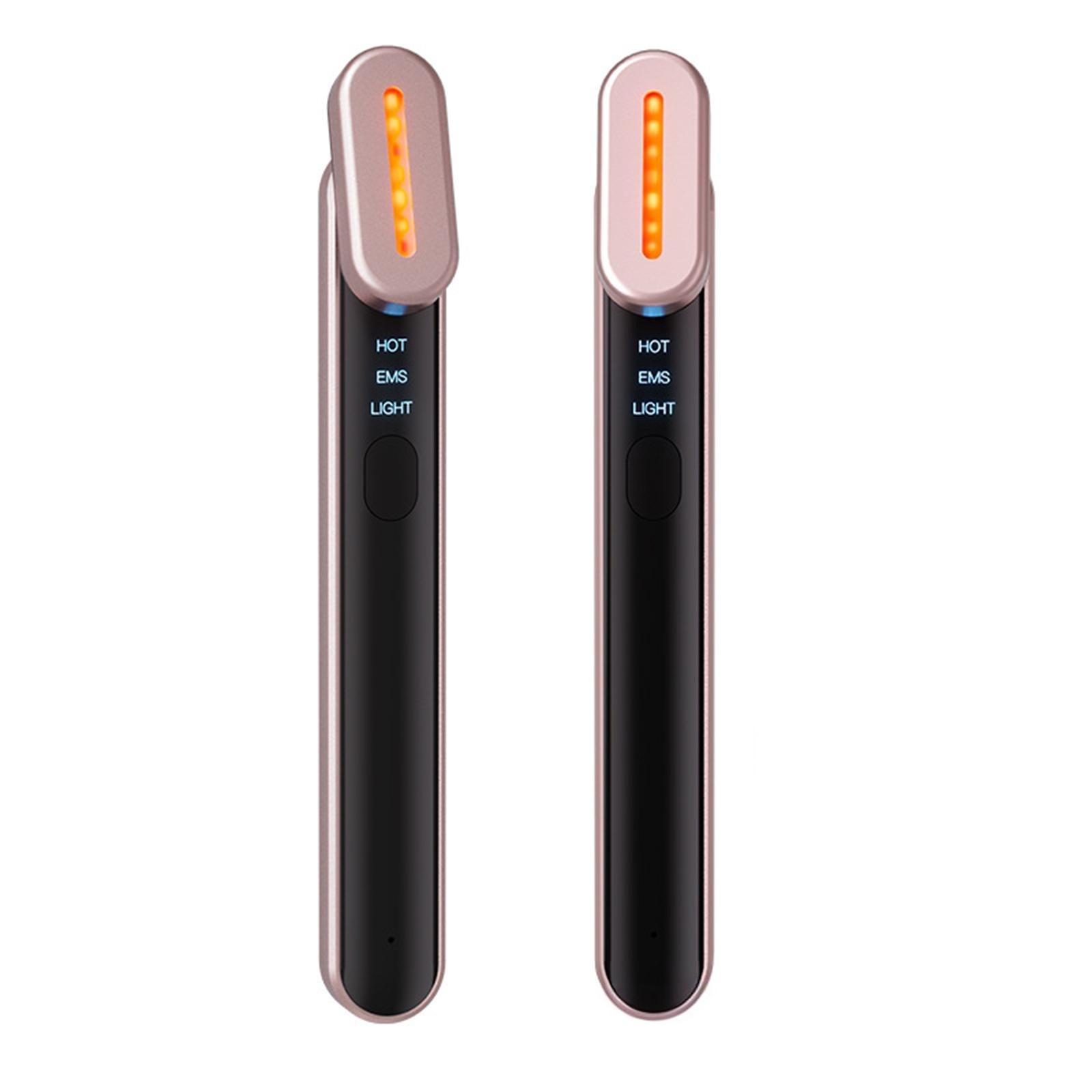 Zwei roségoldene Beauty-Geräte, jedes mit einem Lichtbalken. Text: HOT, EMS, LIGHT.
