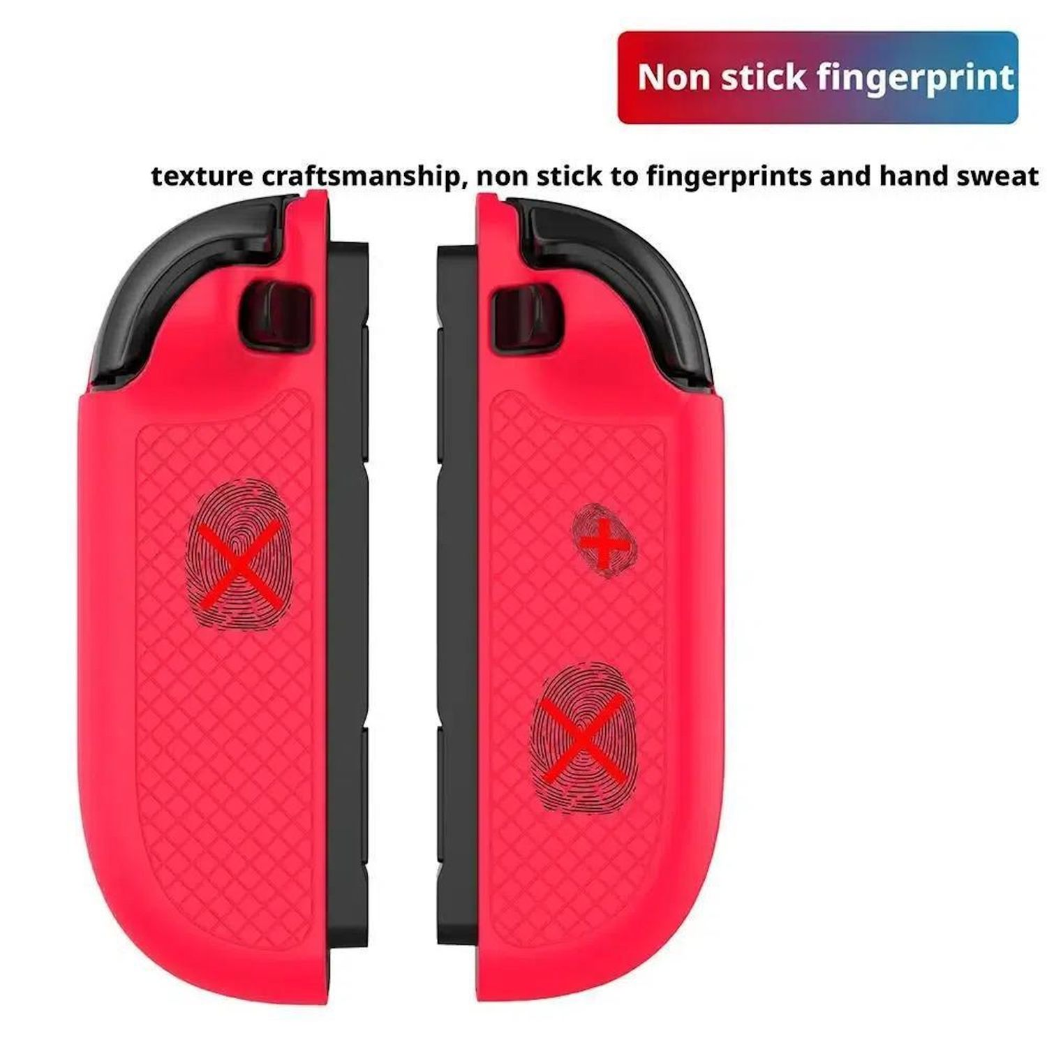 Roter Game-Controller-Griff. Fingerabdruckspuren mit Antihaft-Oberfläche.