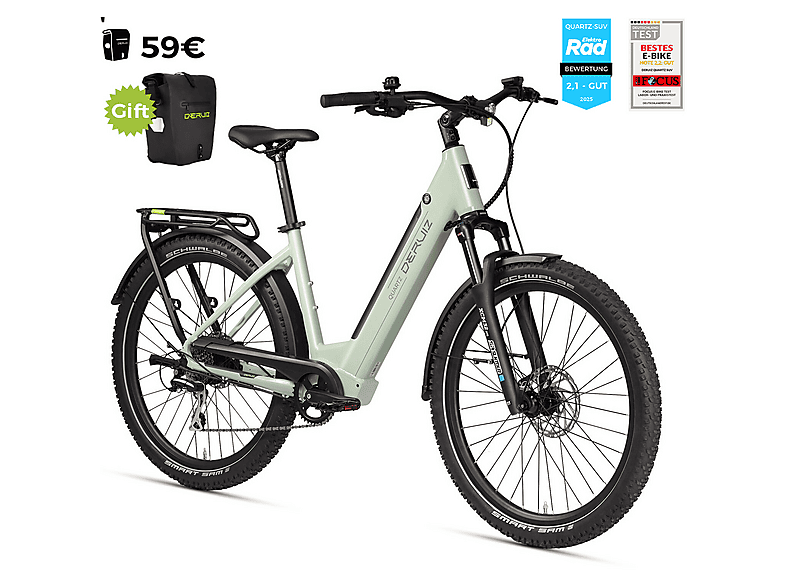 DERUIZ Quartz SUV Ebike 27,5 Zoll 8 Gang Elektrofahrrad Mountainbike (Laufradgröße: 27,5 Zoll, Unisex-Rad, 644Wh, Grün)