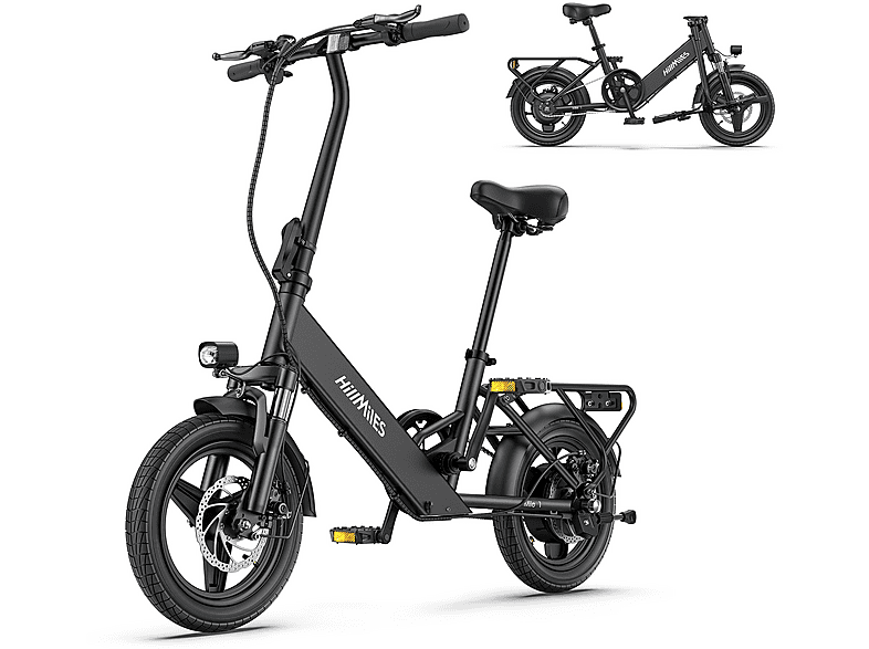 HILLMILES Mile 1 Citybike (Laufradgröße: 14 Zoll, Unisex-Rad, Schwarz)