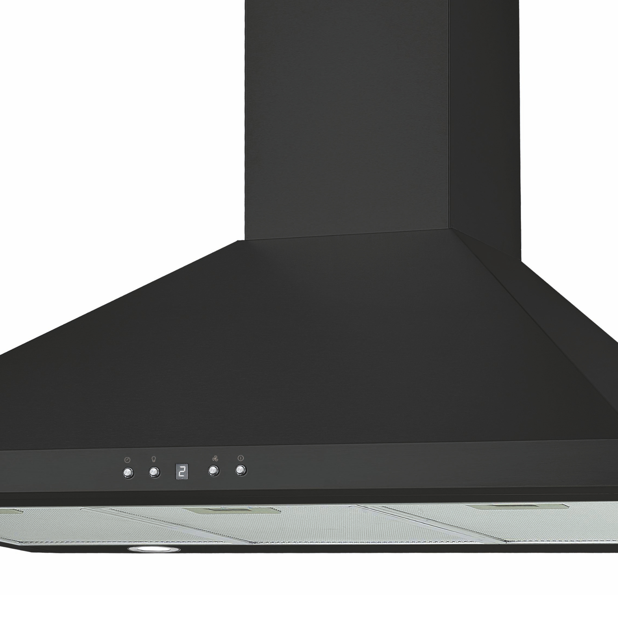 Campana extractora negra con botones de control.