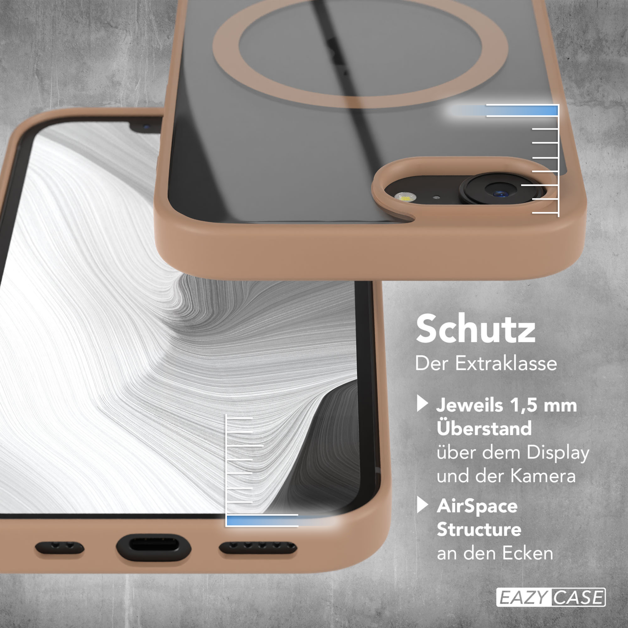 Handyhülle, Detail, braune und transparente Hülle, Telefon.