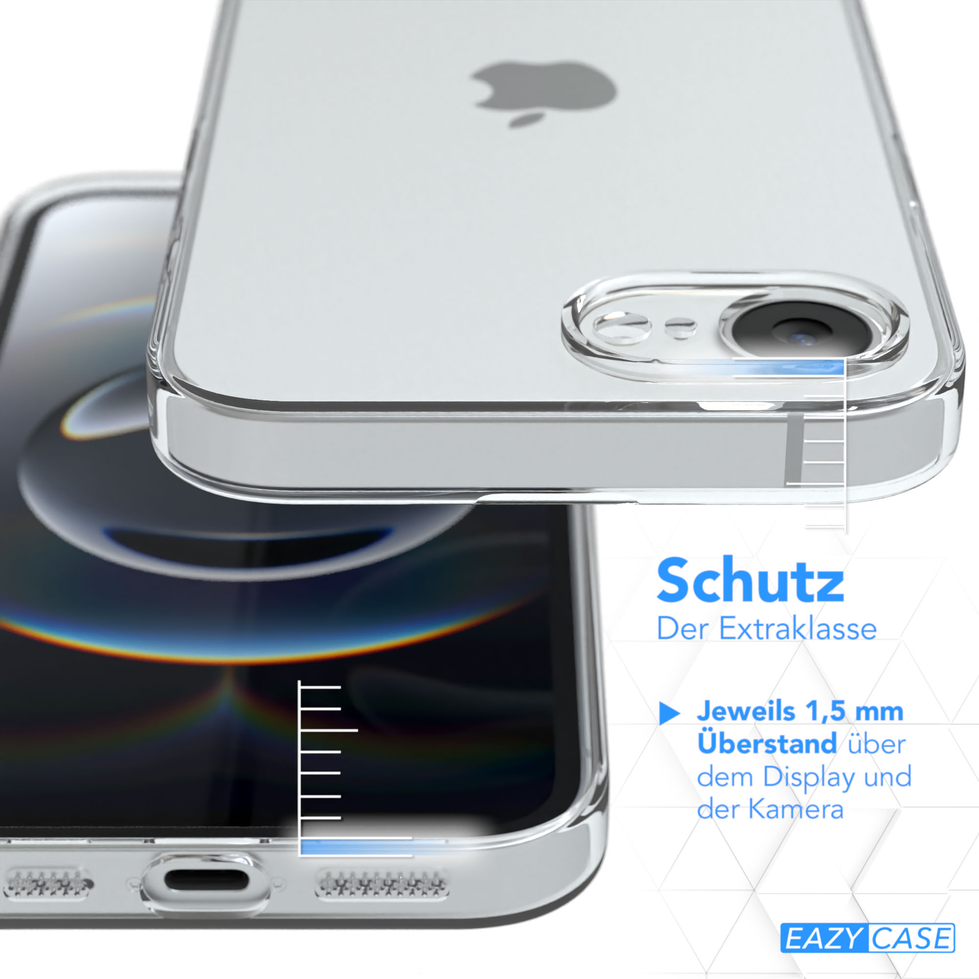 Zwei Telefone, eines oben. Das obere Telefon ist klar und das untere Telefon ist dahinter, der Bildschirm ist sichtbar.