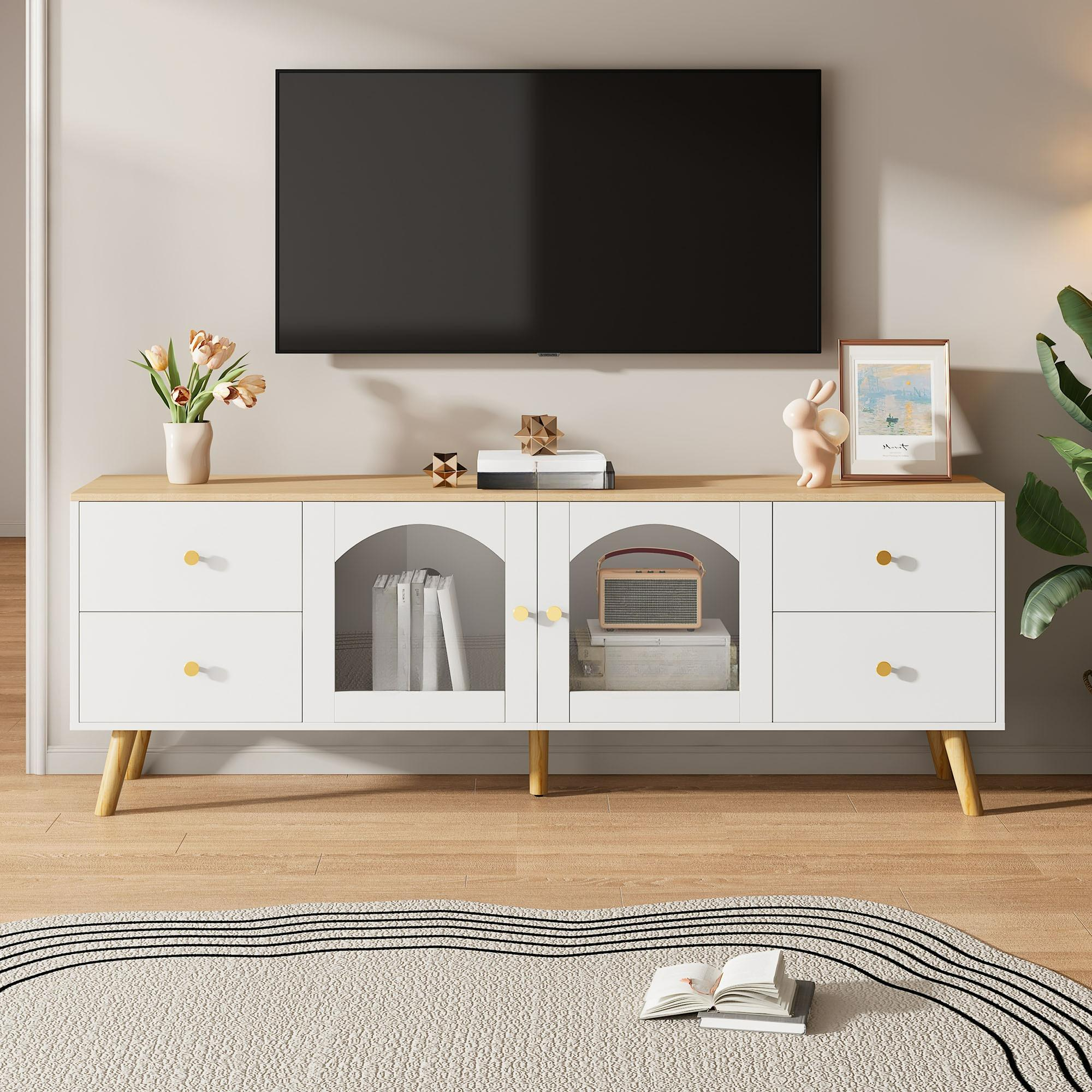 DECOME Mit Glasvitrine 4 Schubladen Stand- / Wandschränke