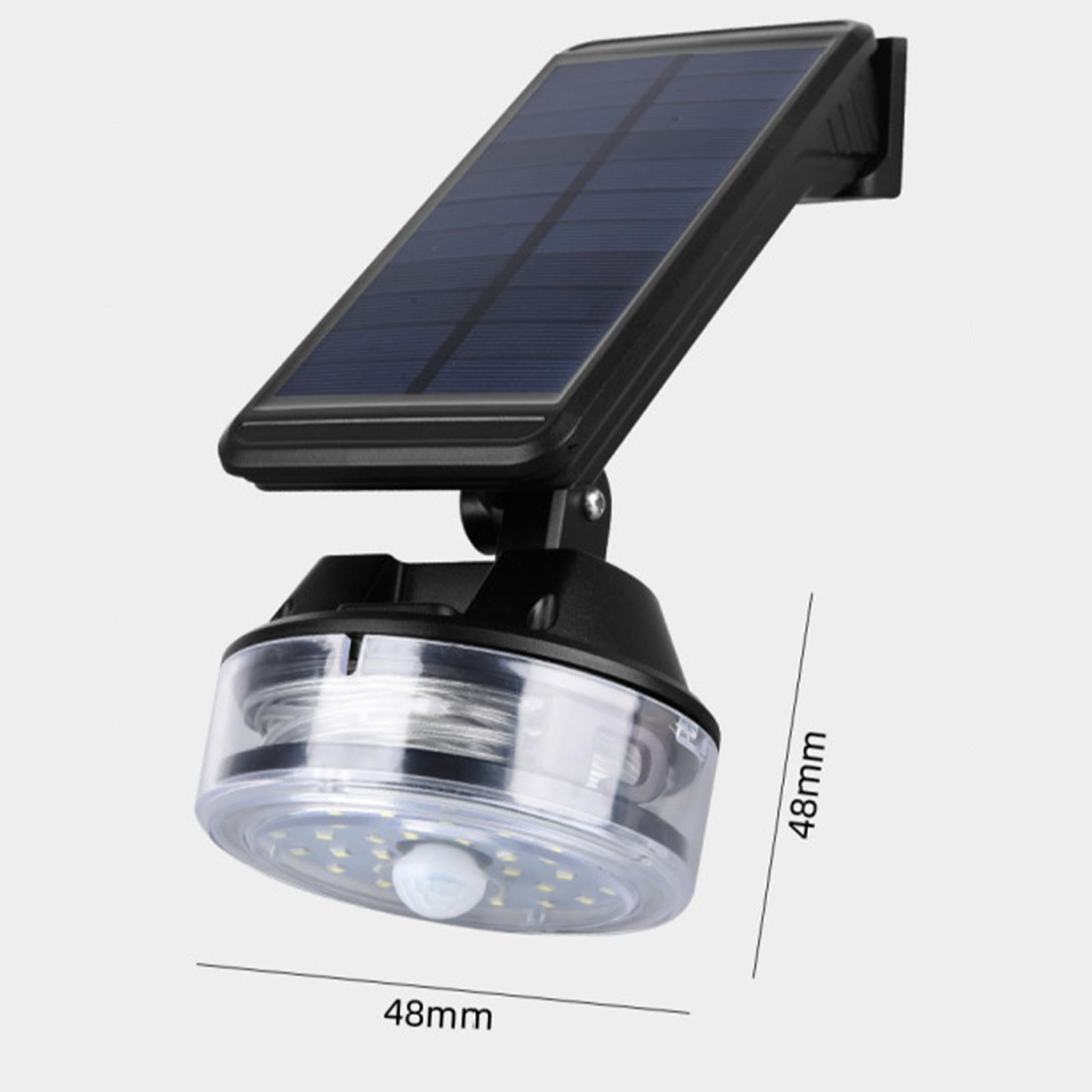Eine solarbetriebene Leuchte mit schwarzem Rahmen, die Abmessungen zeigt.