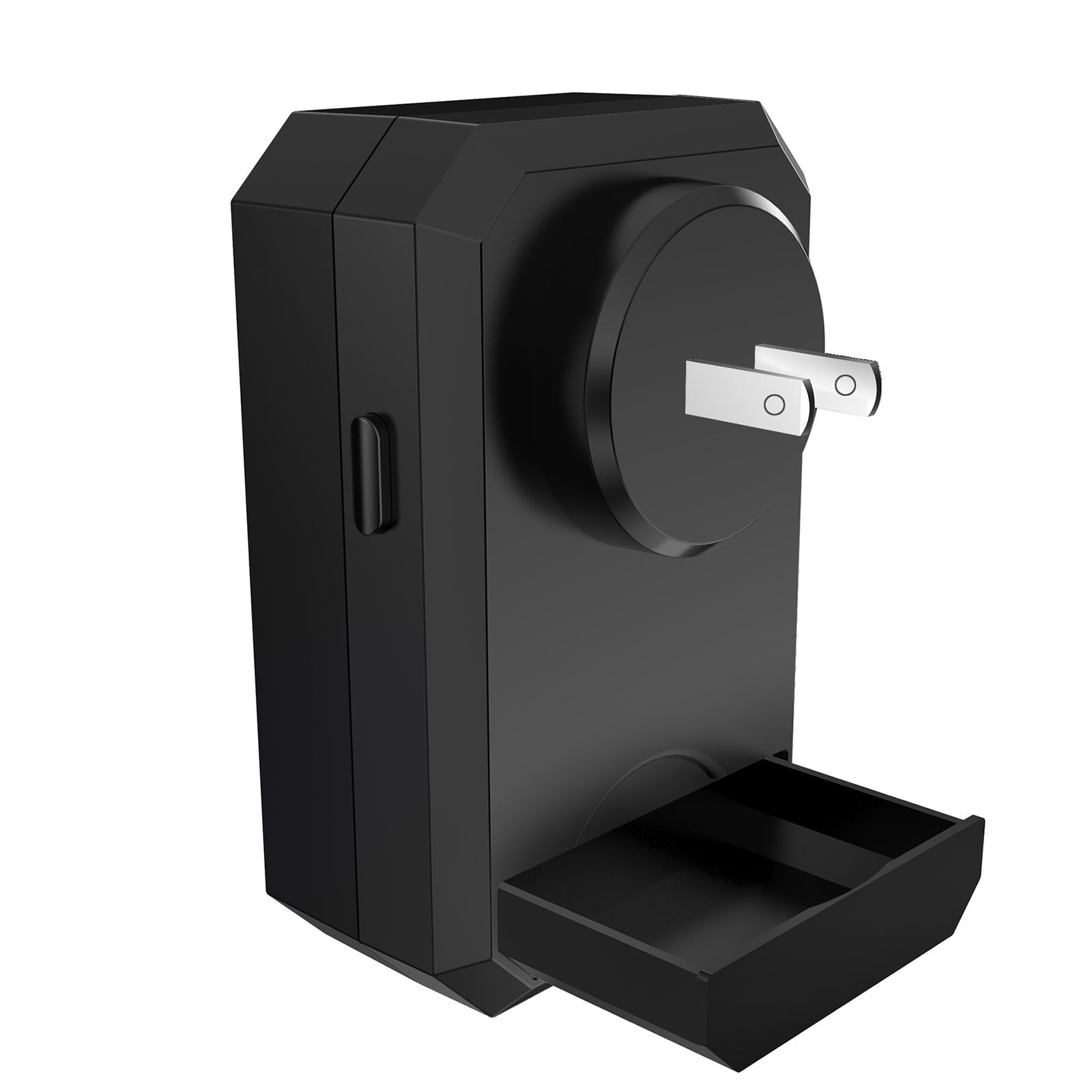 Schwarzer Netzadapter mit ausziehbarer Schublade. US-Stecker.
