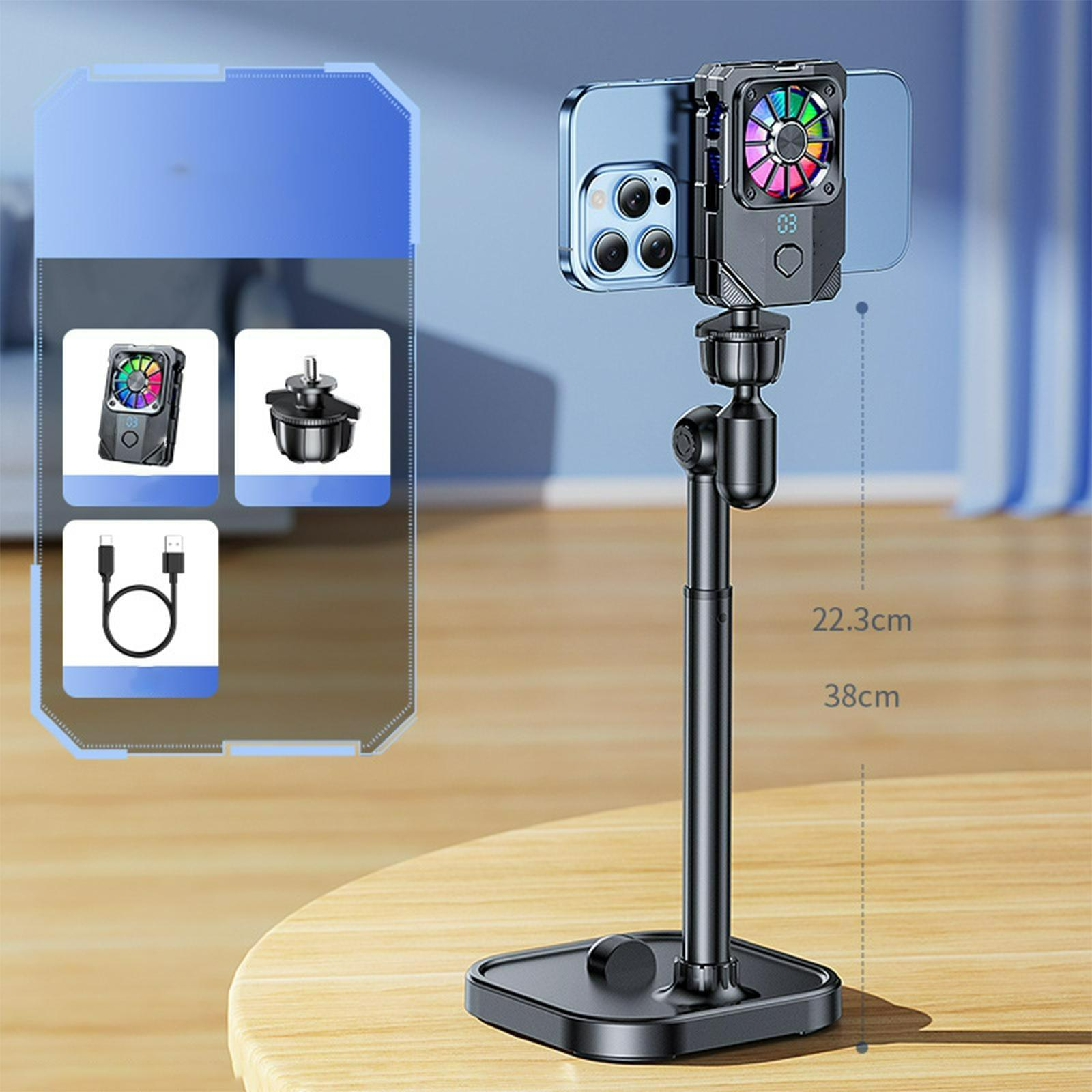 Telefonkühlerständer. Das Telefon ist befestigt. Abmessungen: 22,3 cm und 38 cm.