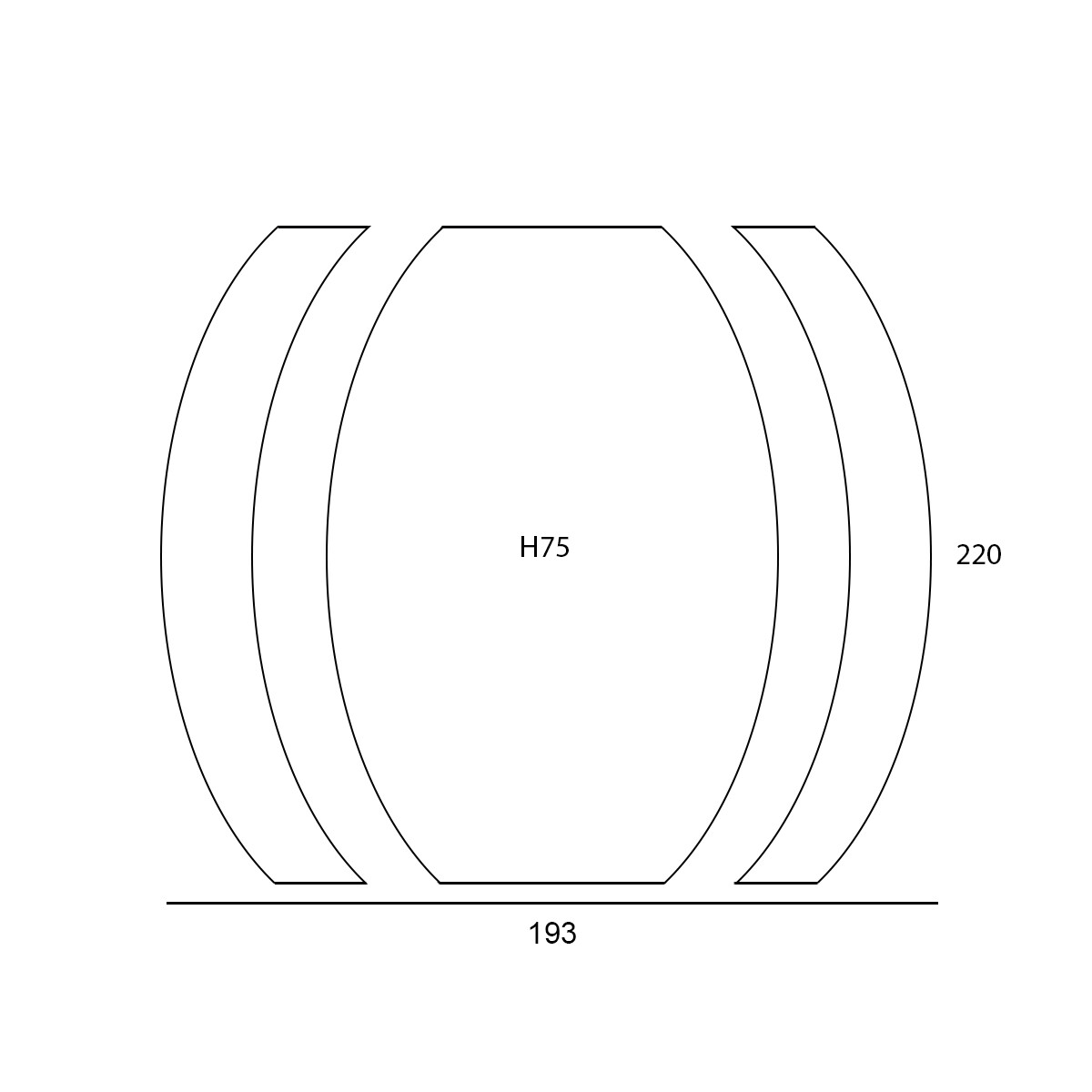 Plan view of a table with cutouts for seating.