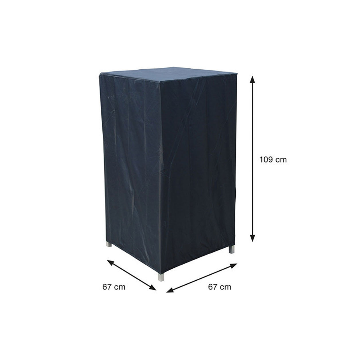 Black rectangular cover with dimensions labeled. It is covering a rectangular object.